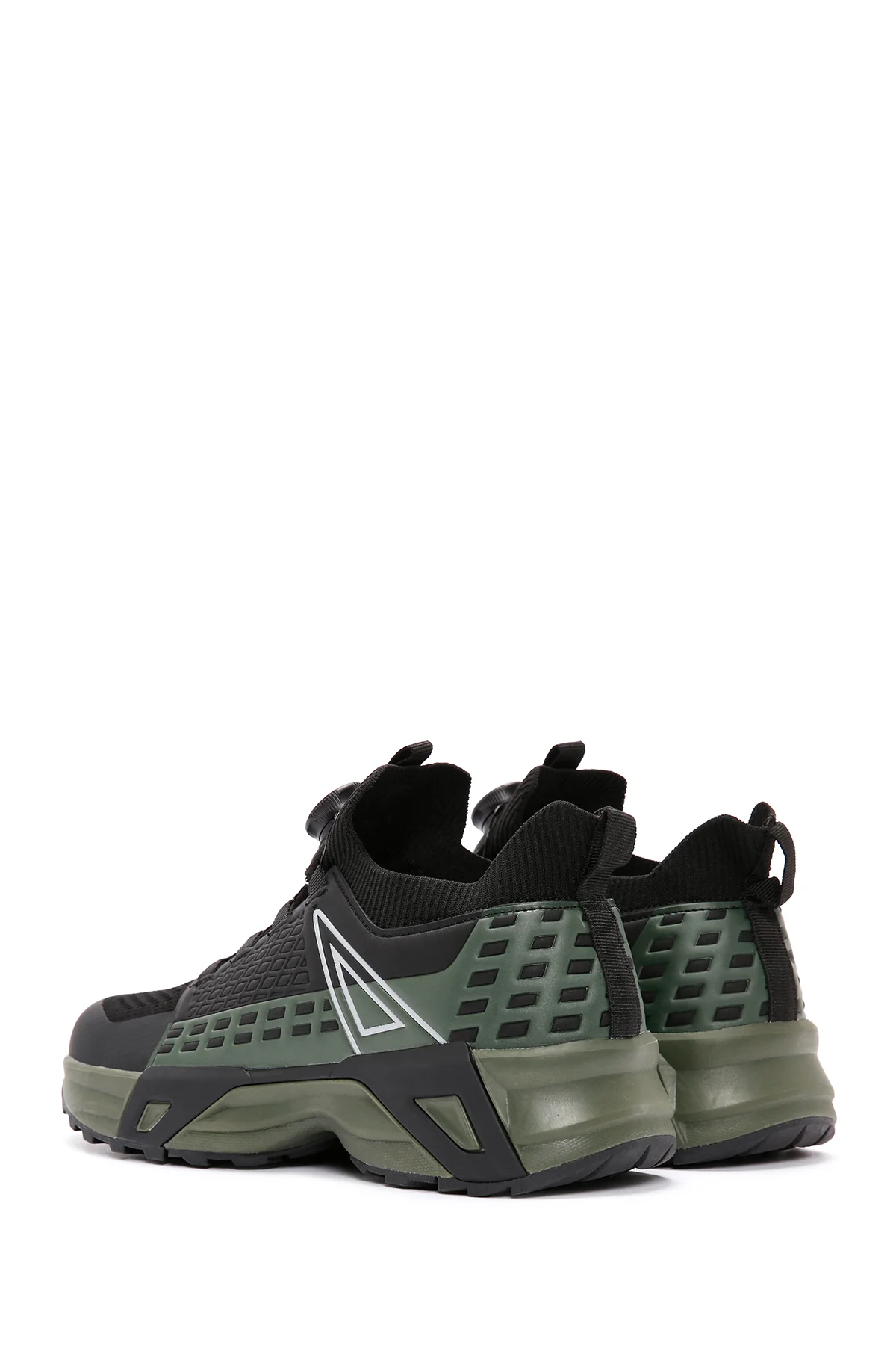 Erkek Haki Bağcık Mekanizmalı Kalın Tabanlı Deri Sneaker - Image 5