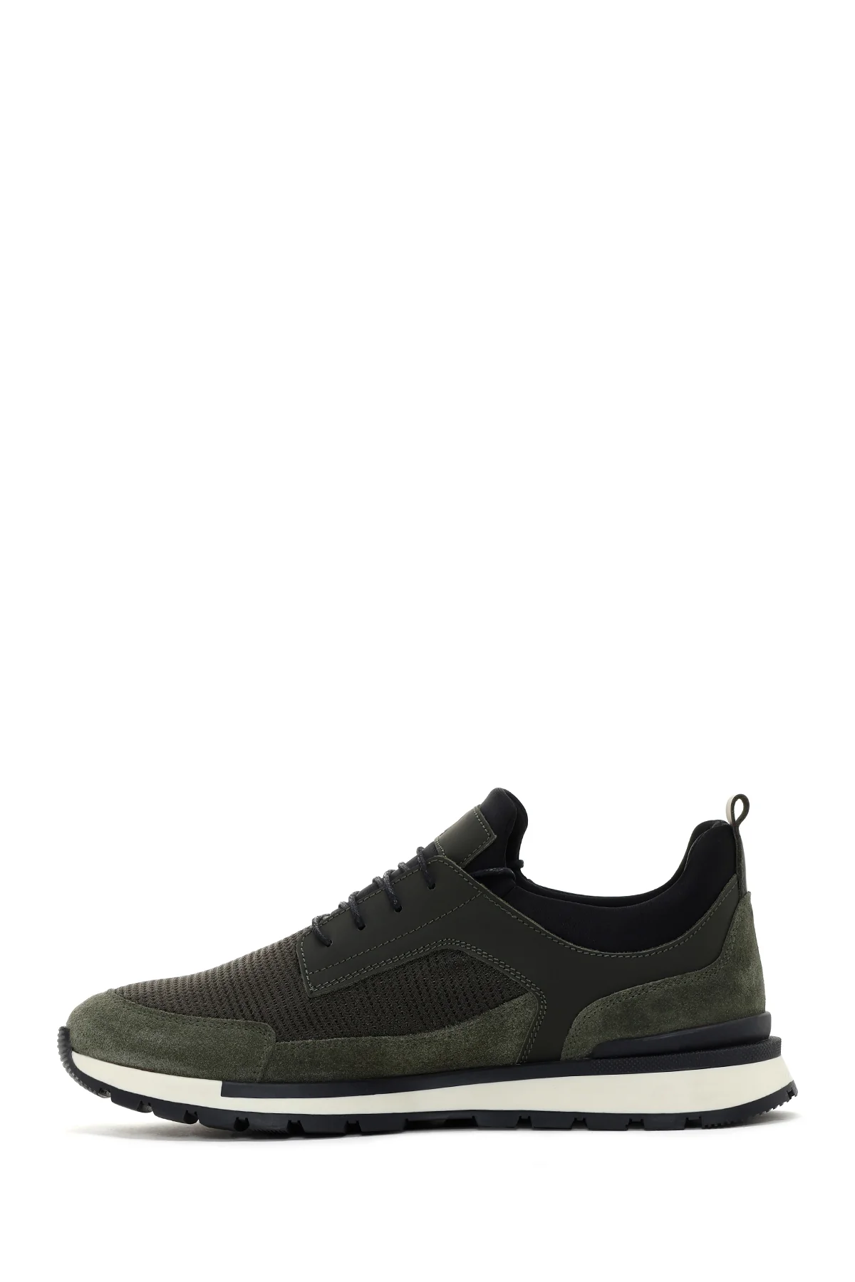 Erkek Haki Bağcıklı Deri Sneaker - Image 2