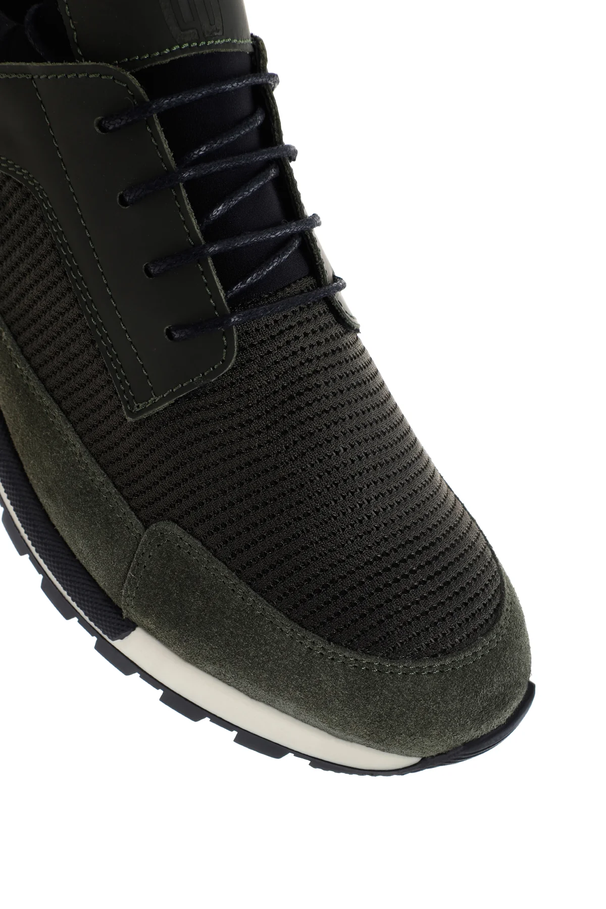Erkek Haki Bağcıklı Deri Sneaker - Image 9