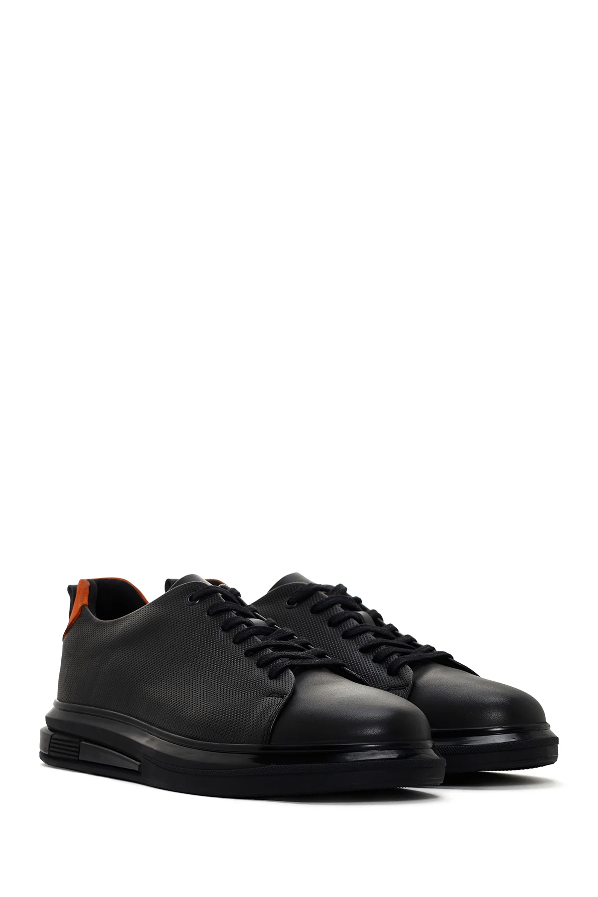 Erkek Haki Bağcıklı Deri Sneaker - Image 3
