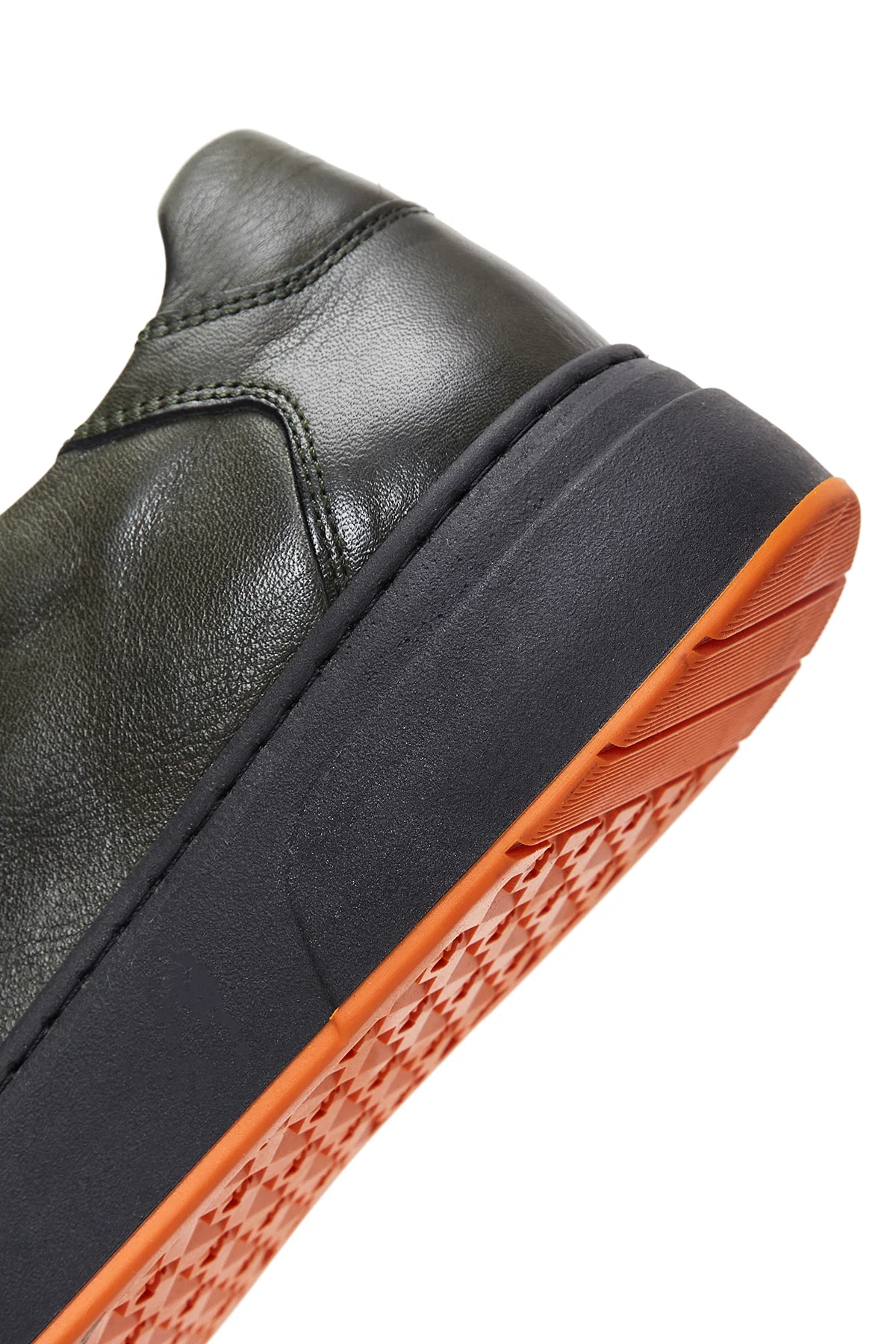 Erkek Haki Bağcıklı Deri Sneaker - Image 8