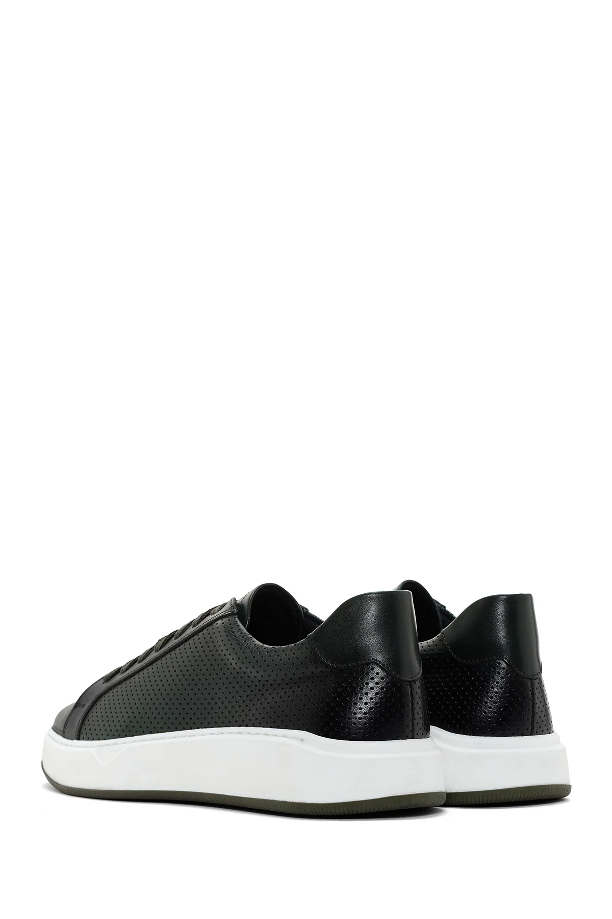 Erkek Haki Bağcıklı Kalın Tabanlı Deri Sneaker - Image 5