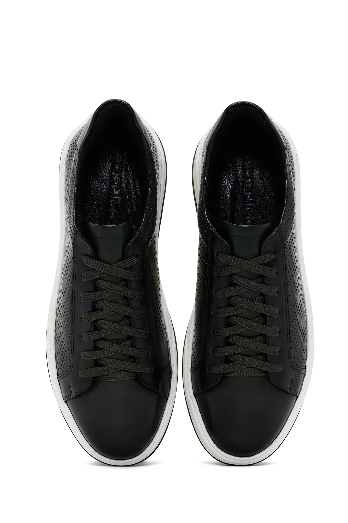 Erkek Haki Bağcıklı Kalın Tabanlı Deri Sneaker - Image 6