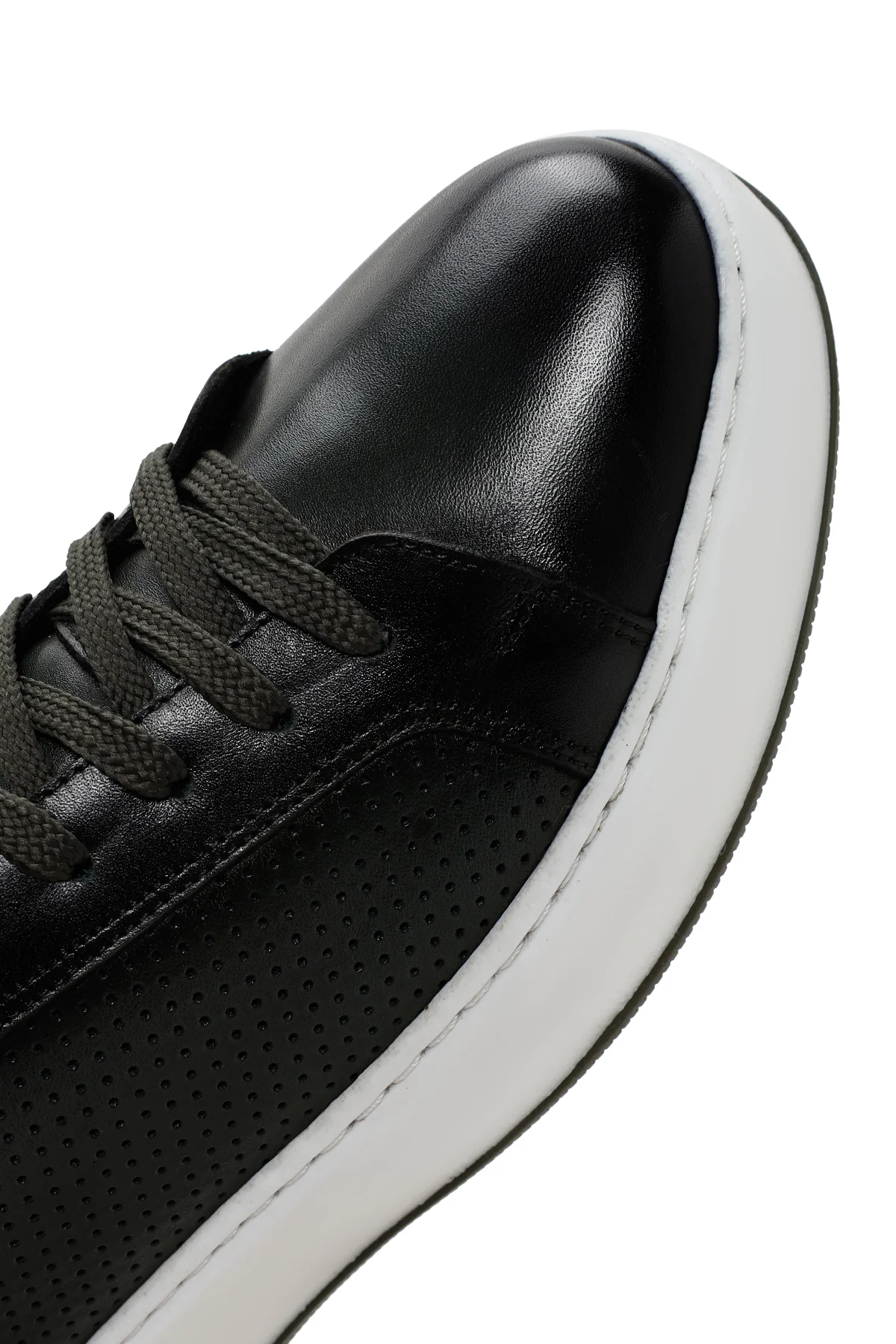 Erkek Haki Bağcıklı Kalın Tabanlı Deri Sneaker - Image 9