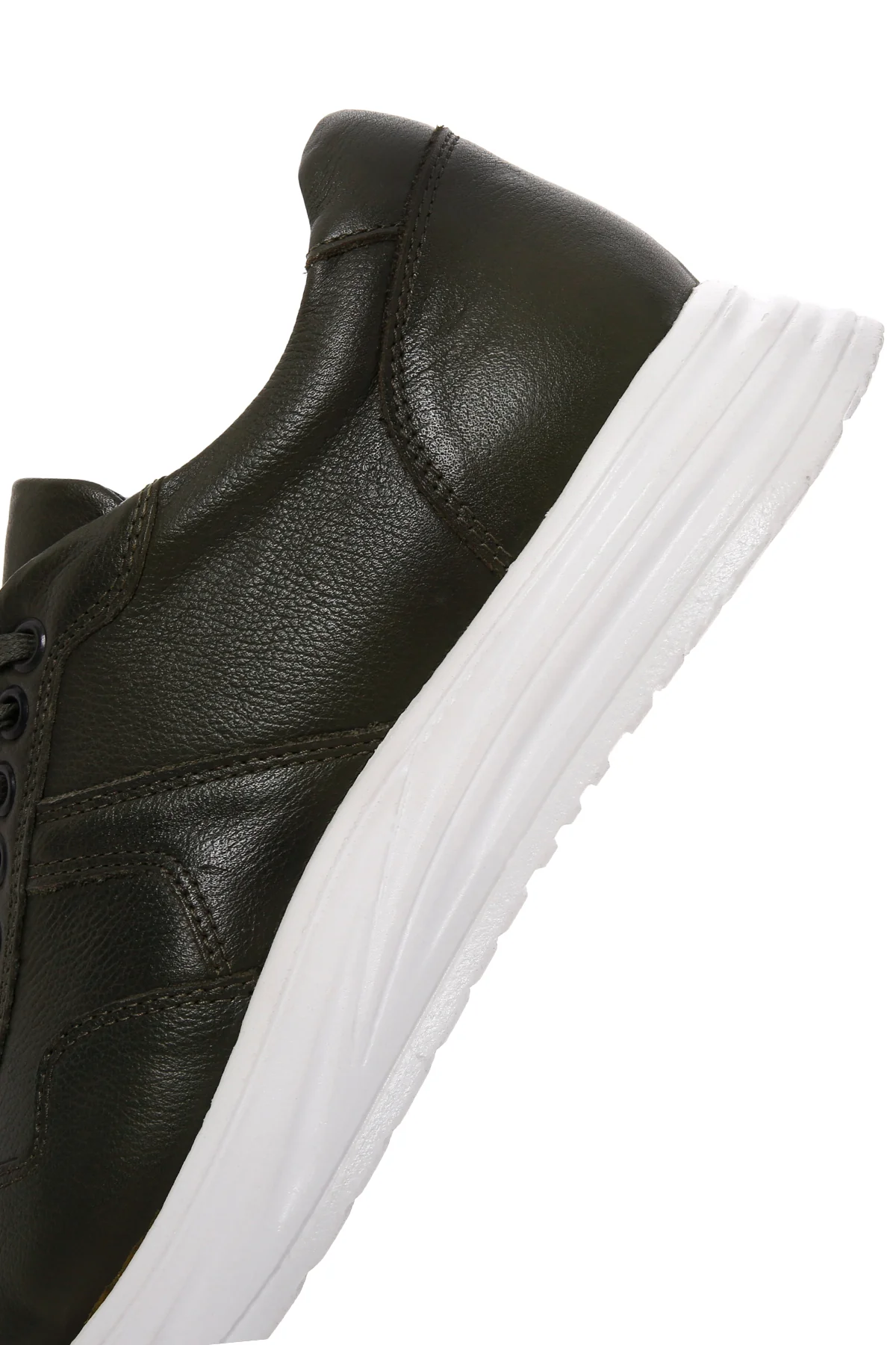 Erkek Haki Bağcıklı Kalın Tabanlı Deri Sneaker - Image 8