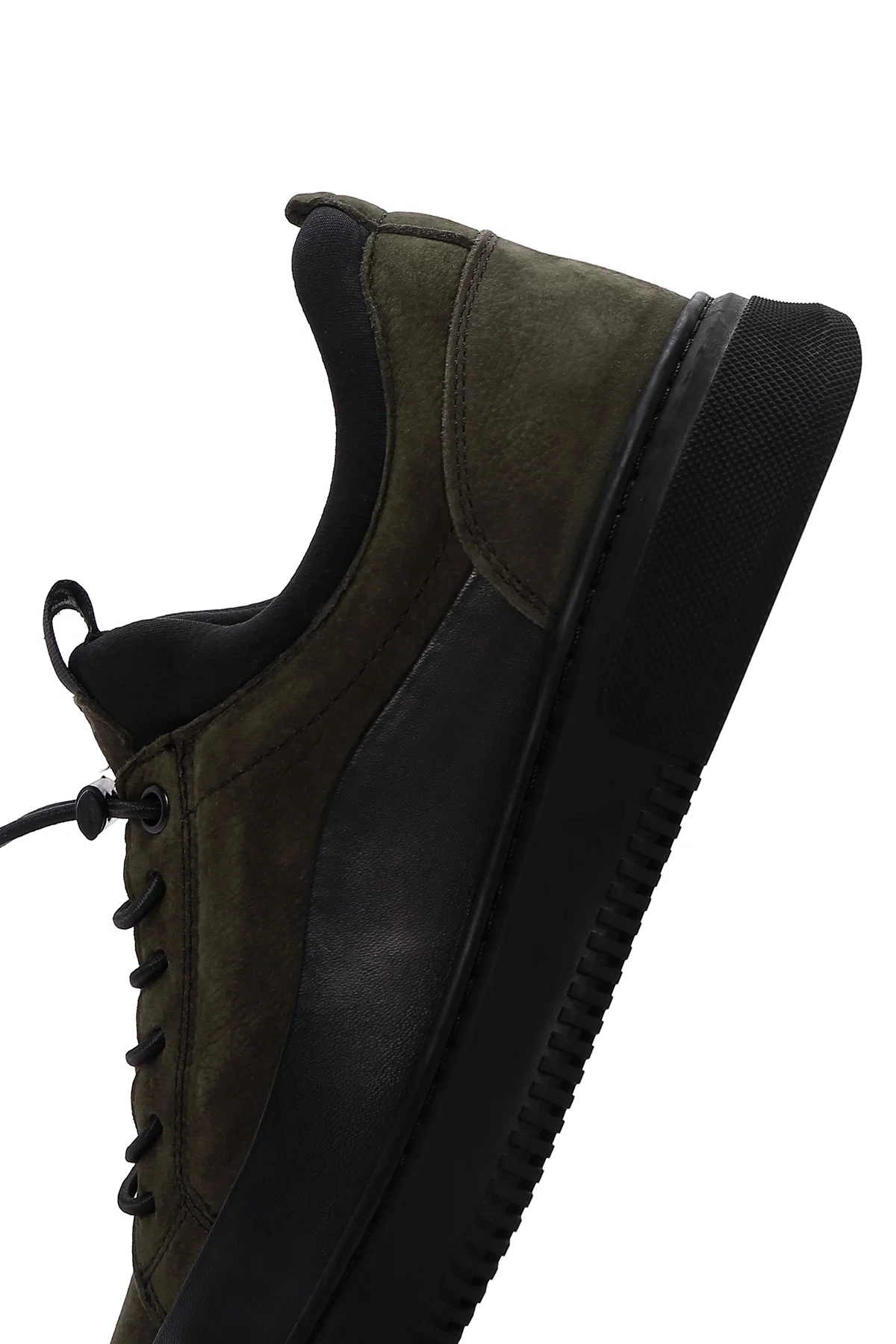 Erkek Haki Bağcıklı Nubuk Deri Casual Sneaker - Image 7