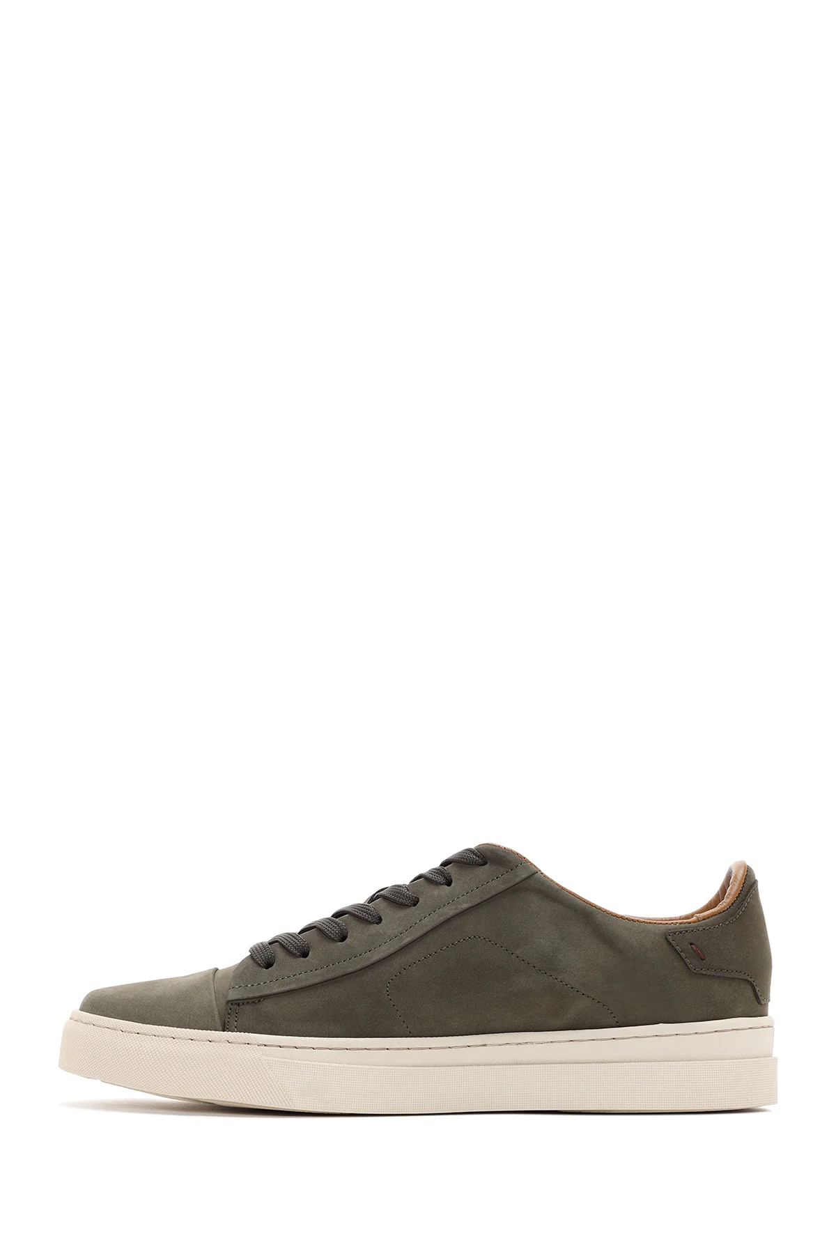 Erkek Haki Bağcıklı Nubuk Deri Sneaker - Image 2