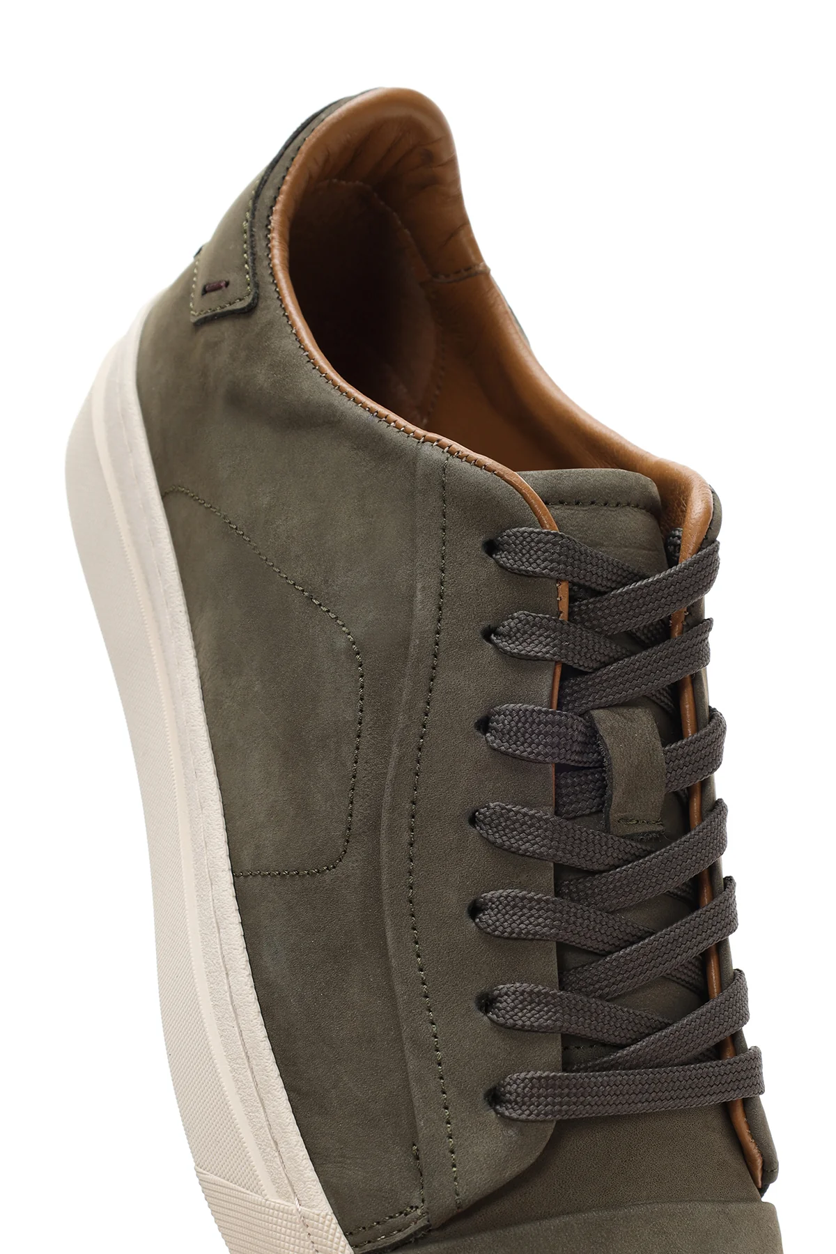Erkek Haki Bağcıklı Nubuk Deri Sneaker - Image 8