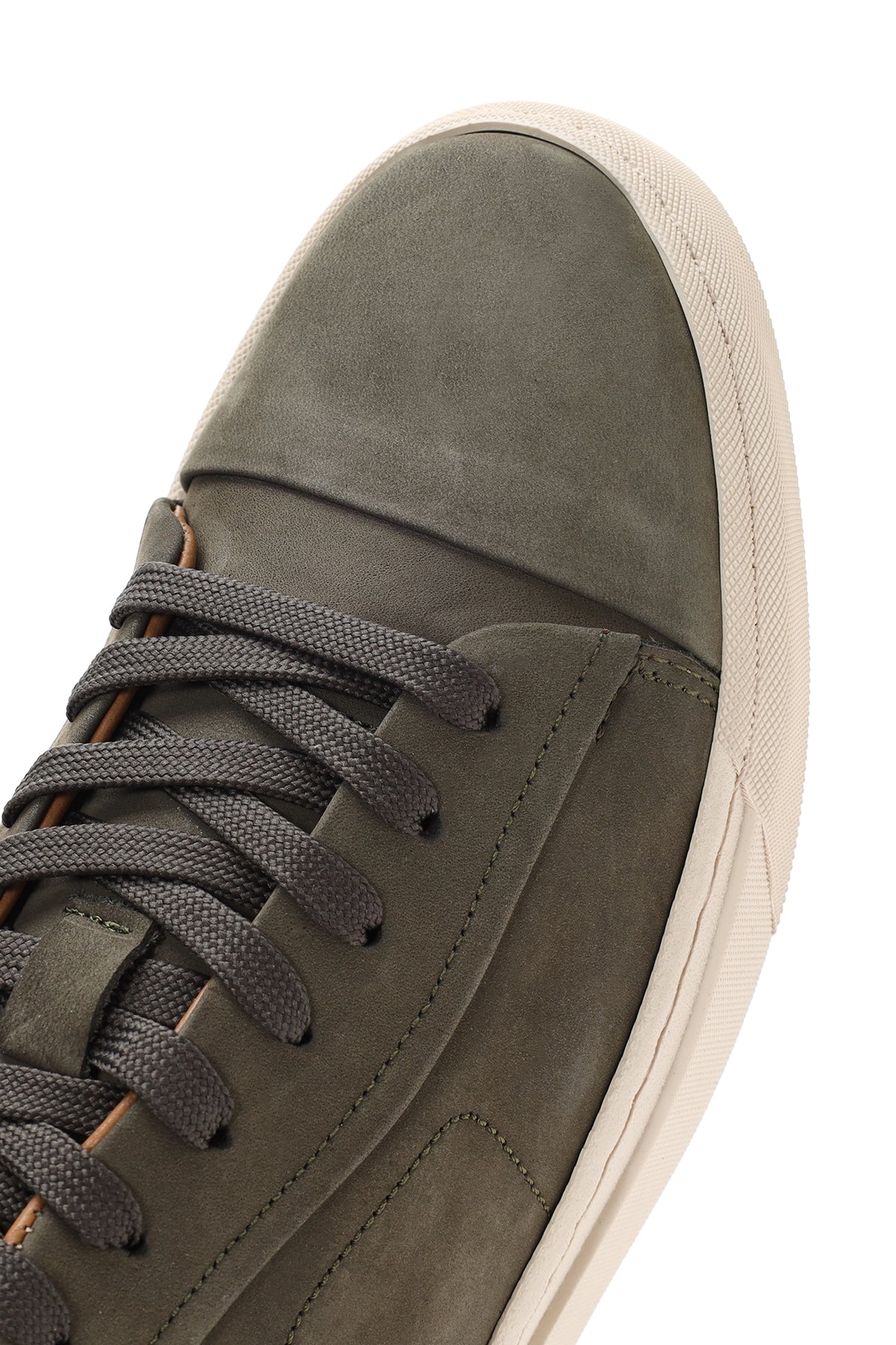 Erkek Haki Bağcıklı Nubuk Deri Sneaker - Image 9