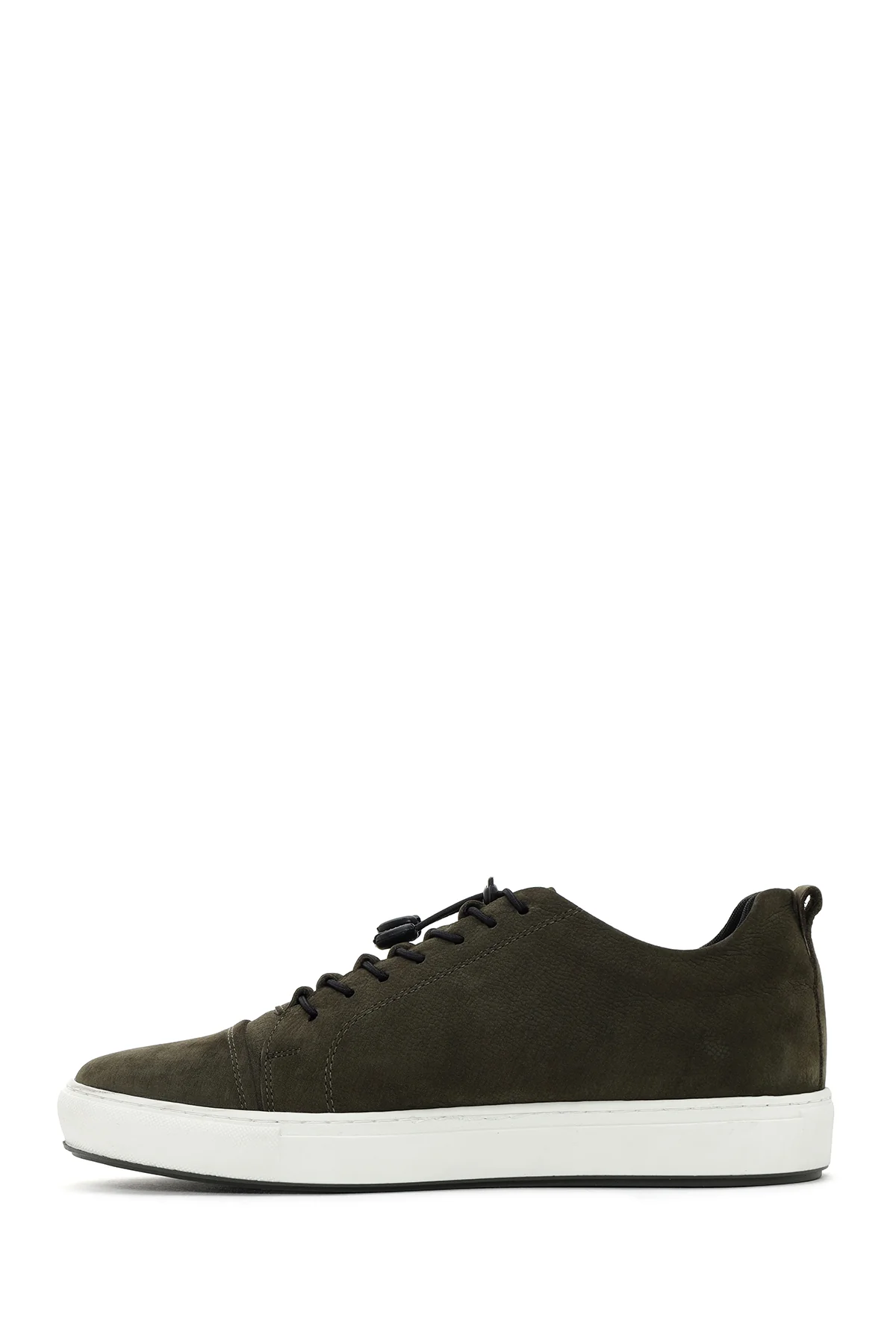 Erkek Haki Bağcıklı Nubuk Deri Sneaker - Image 2