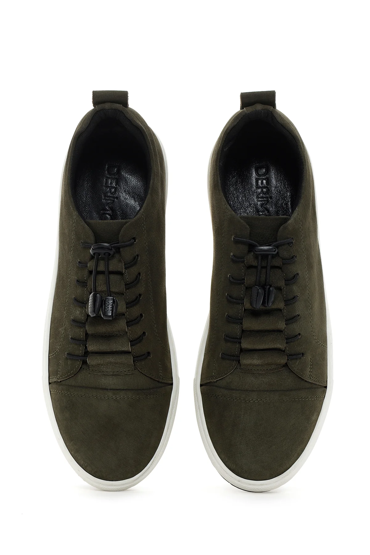 Erkek Haki Bağcıklı Nubuk Deri Sneaker - Image 6