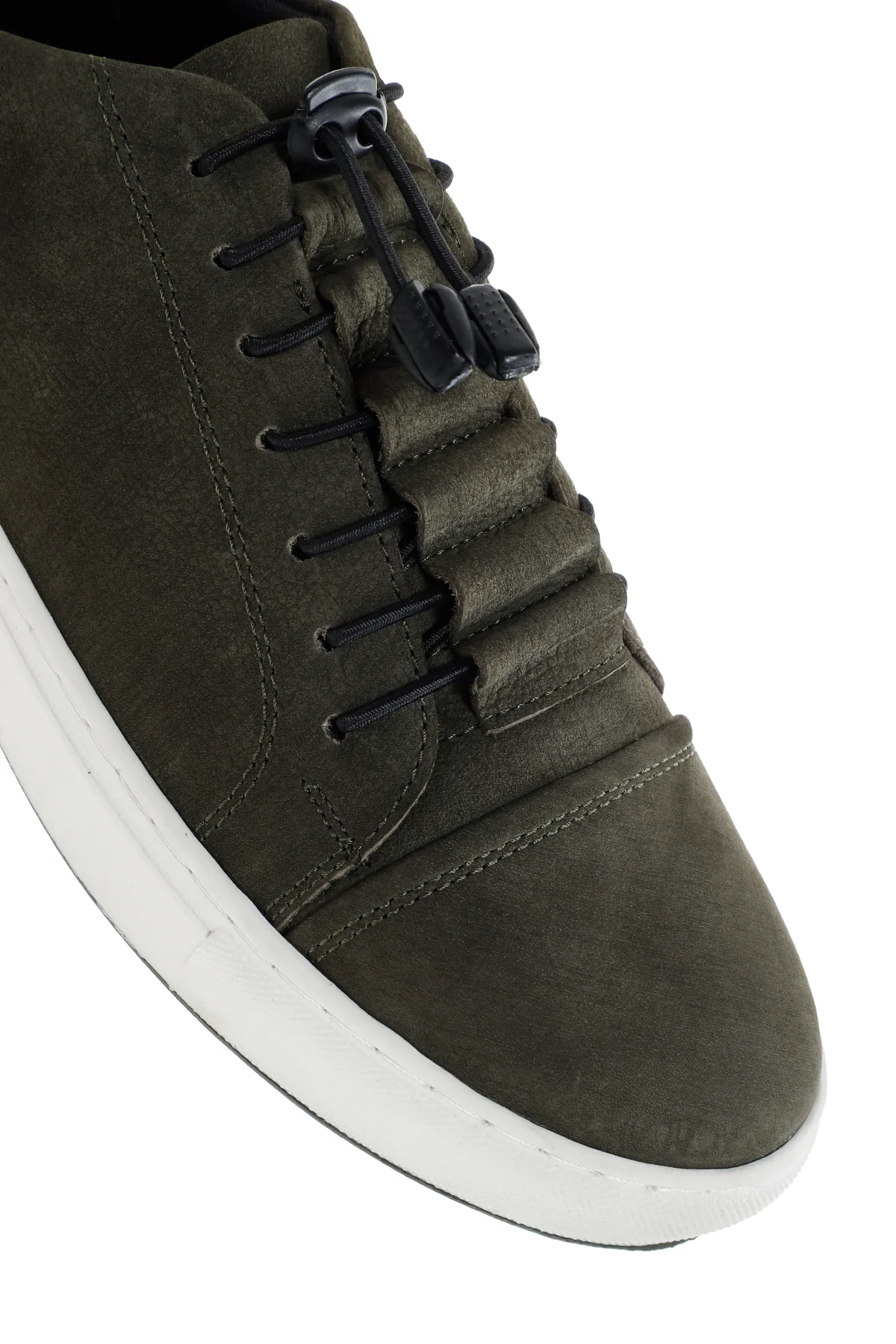 Erkek Haki Bağcıklı Nubuk Deri Sneaker - Image 9
