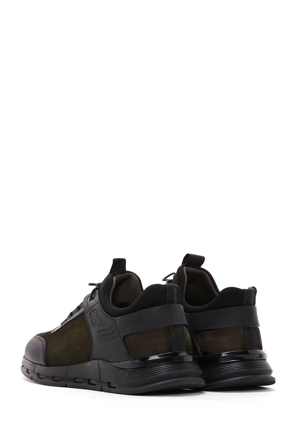 Erkek Haki Bağcıklı Nubuk Deri Sneaker - Image 5