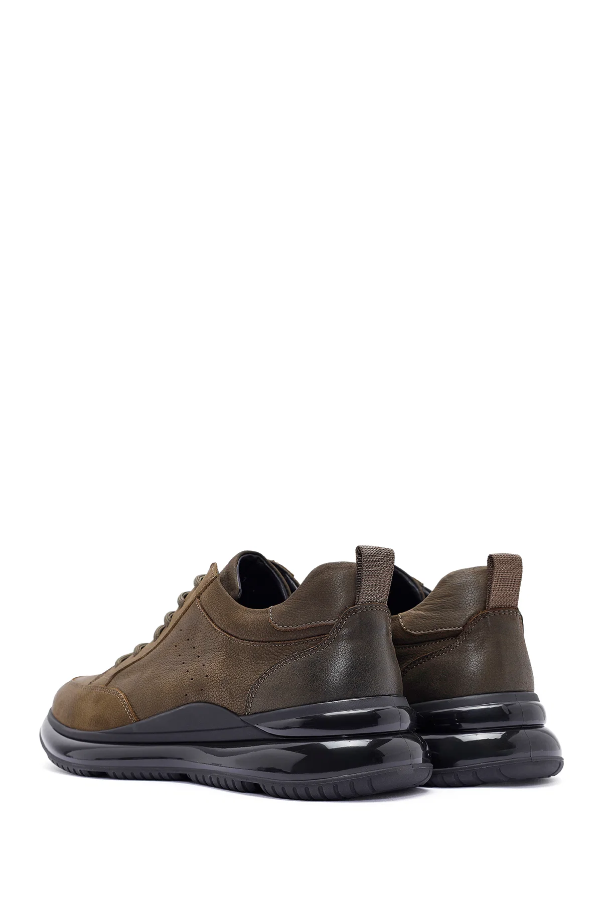 Erkek Haki Bağcıklı Nubuk Deri Sneaker - Image 5