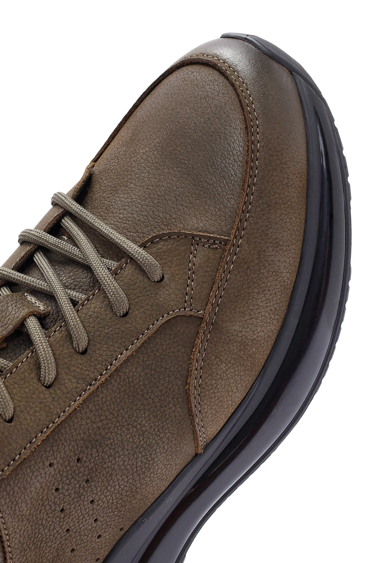 Erkek Haki Bağcıklı Nubuk Deri Sneaker - Image 9