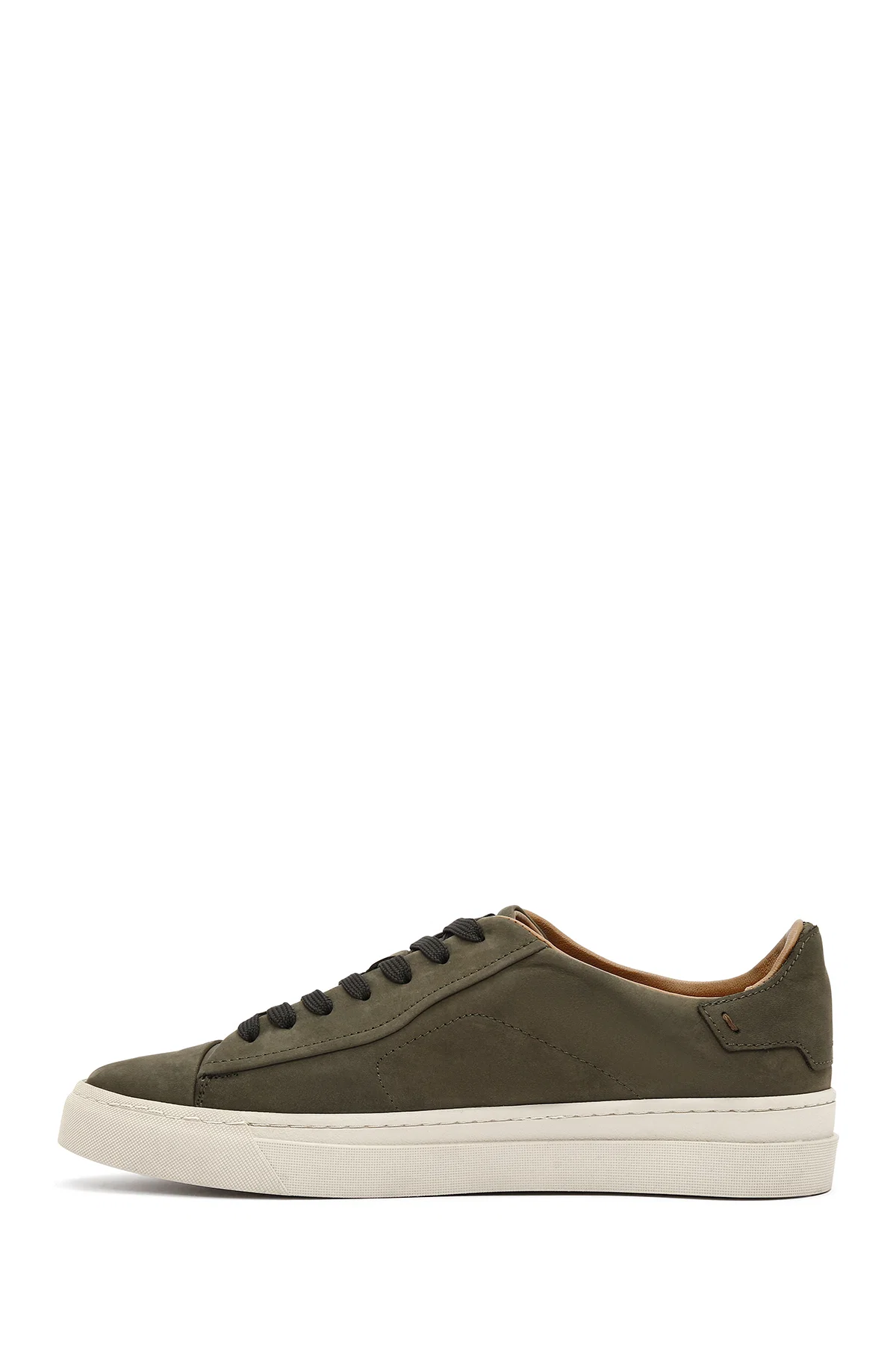 Erkek Haki Bağcıklı Nubuk Deri Sneaker - Image 2