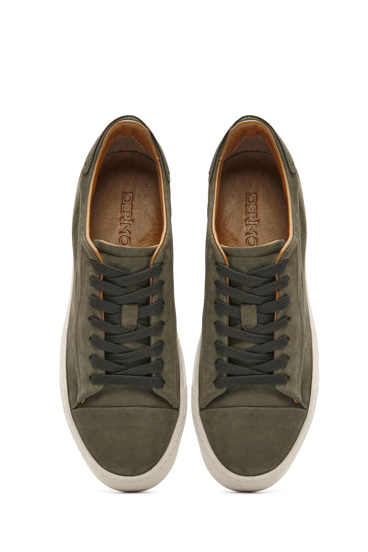 Erkek Haki Bağcıklı Nubuk Deri Sneaker - Image 7