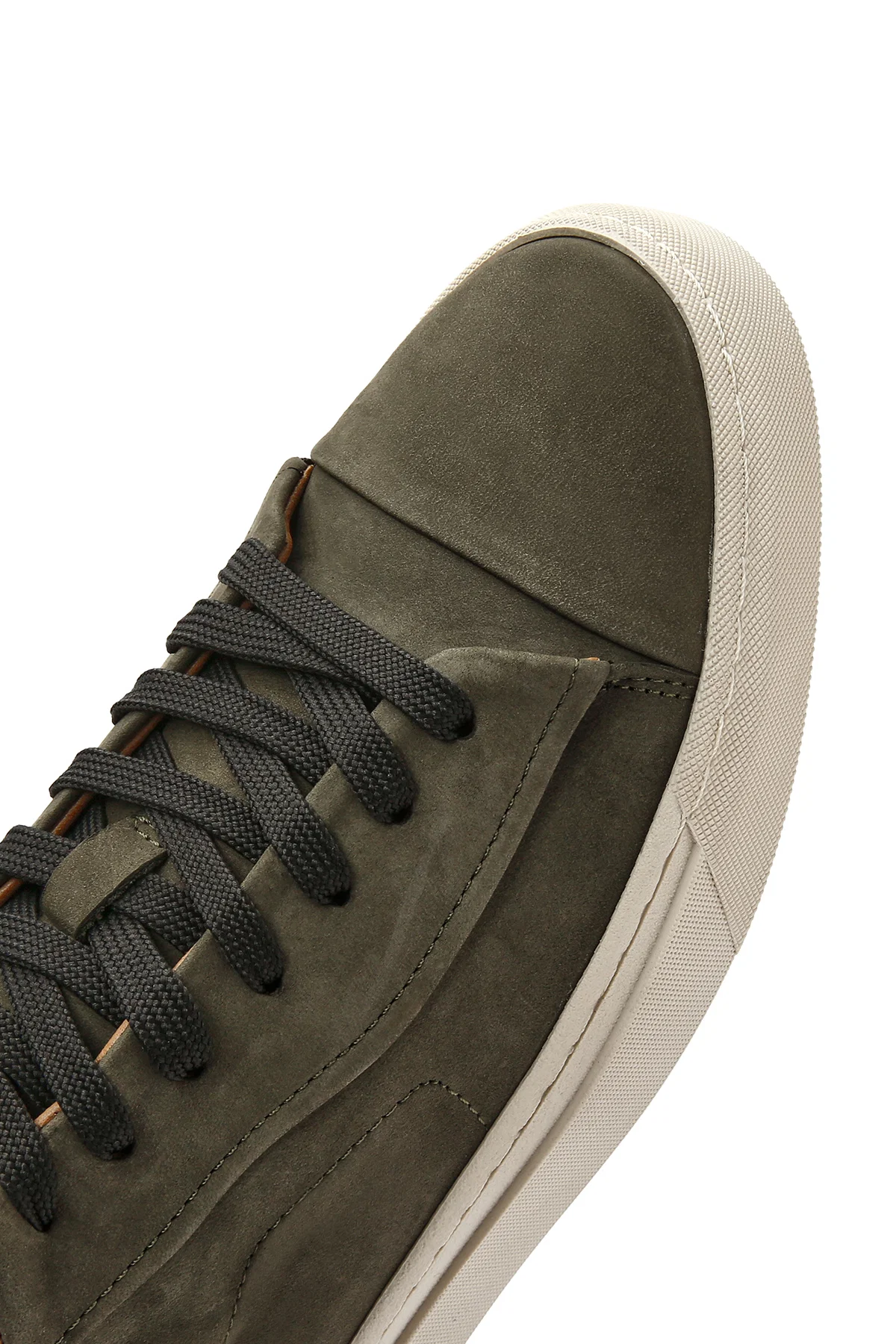 Erkek Haki Bağcıklı Nubuk Deri Sneaker - Image 9