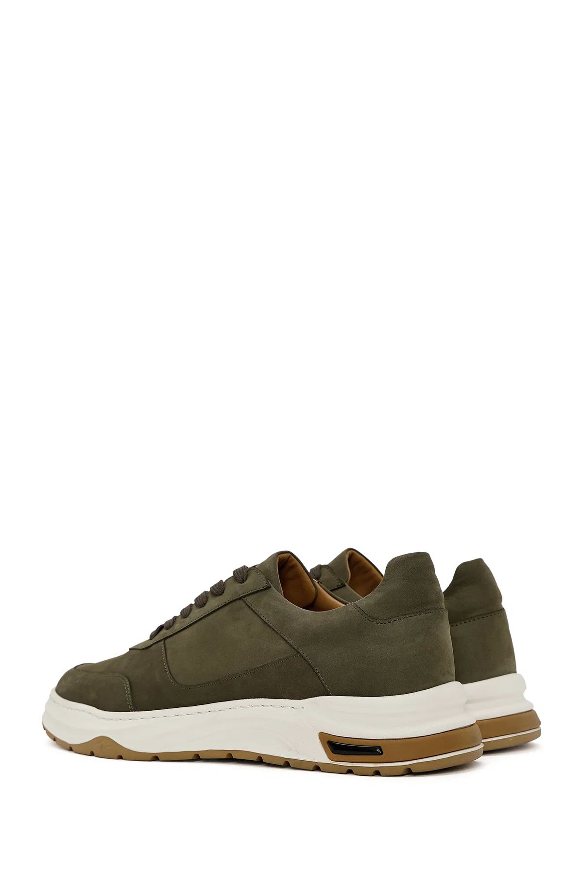 Erkek Haki Bağcıklı Nubuk Deri Sneaker - Image 5