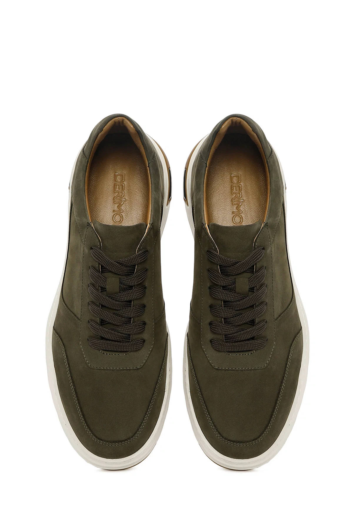 Erkek Haki Bağcıklı Nubuk Deri Sneaker - Image 7