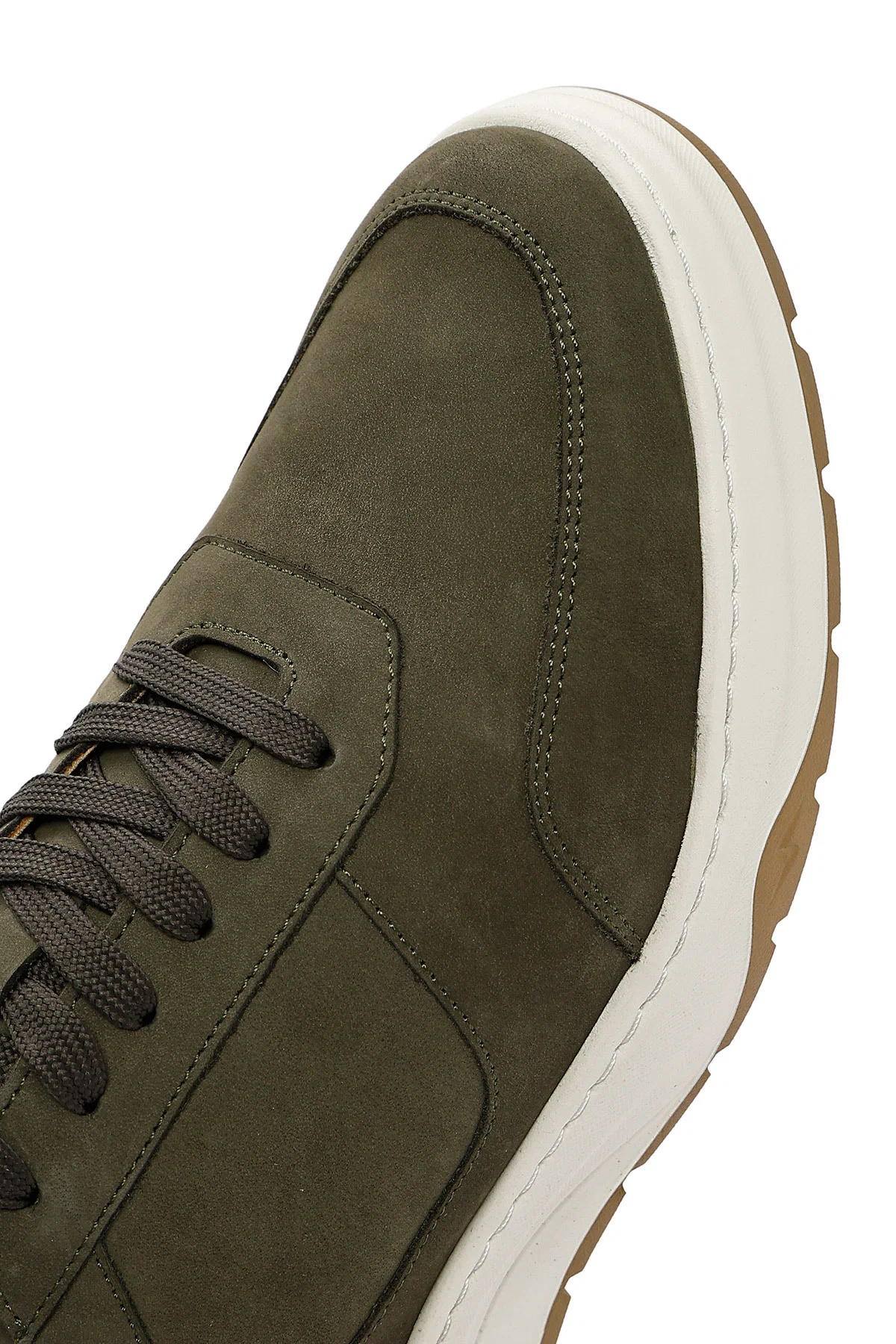 Erkek Haki Bağcıklı Nubuk Deri Sneaker - Image 8