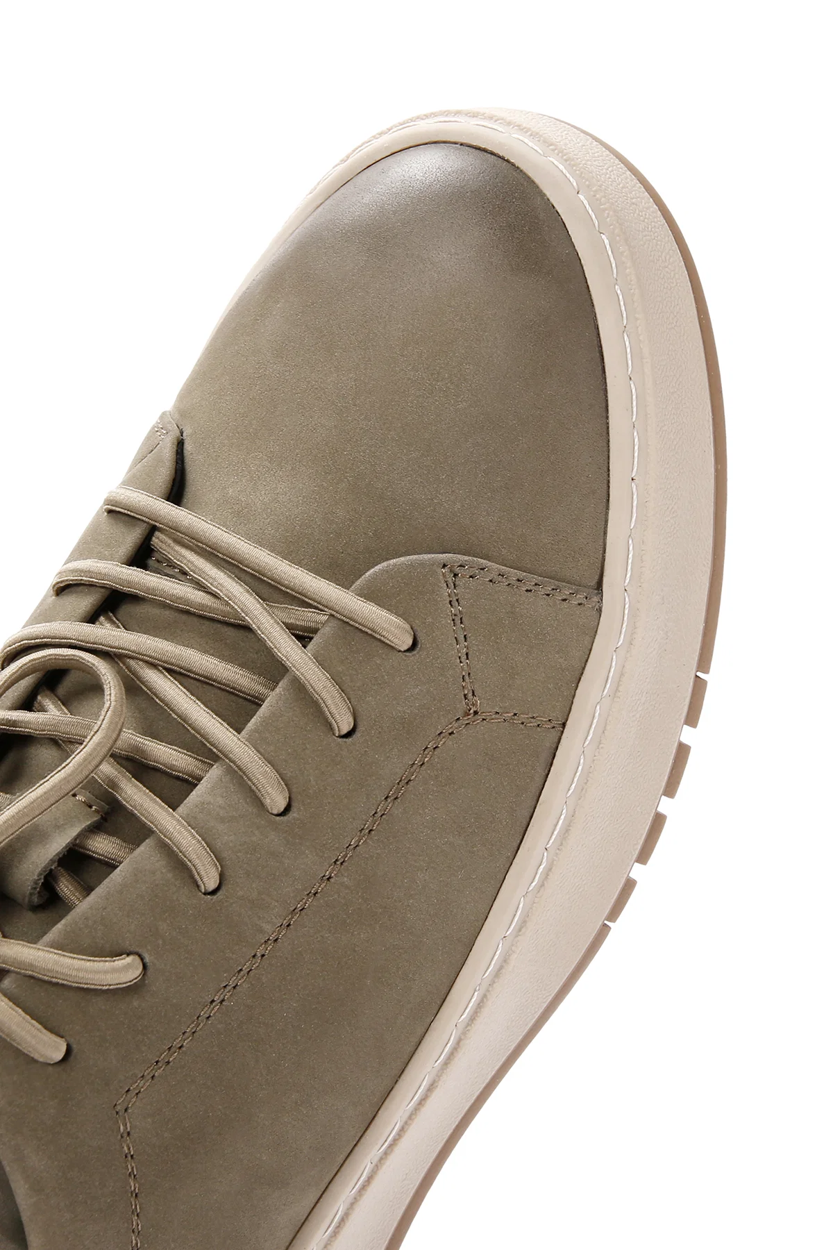 Erkek Haki Bağcıklı Nubuk Deri Sneaker - Image 11