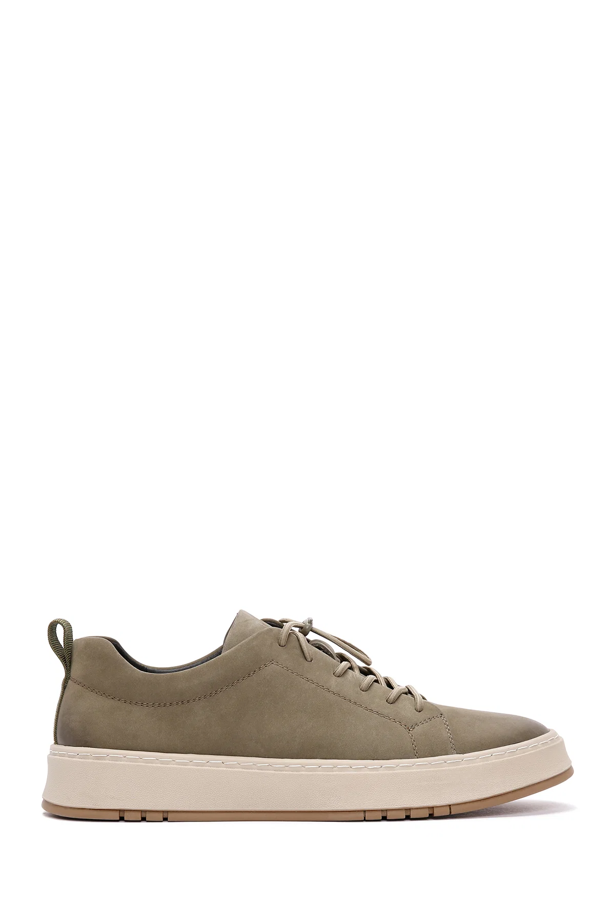 Erkek Haki Bağcıklı Nubuk Deri Sneaker - Image 2