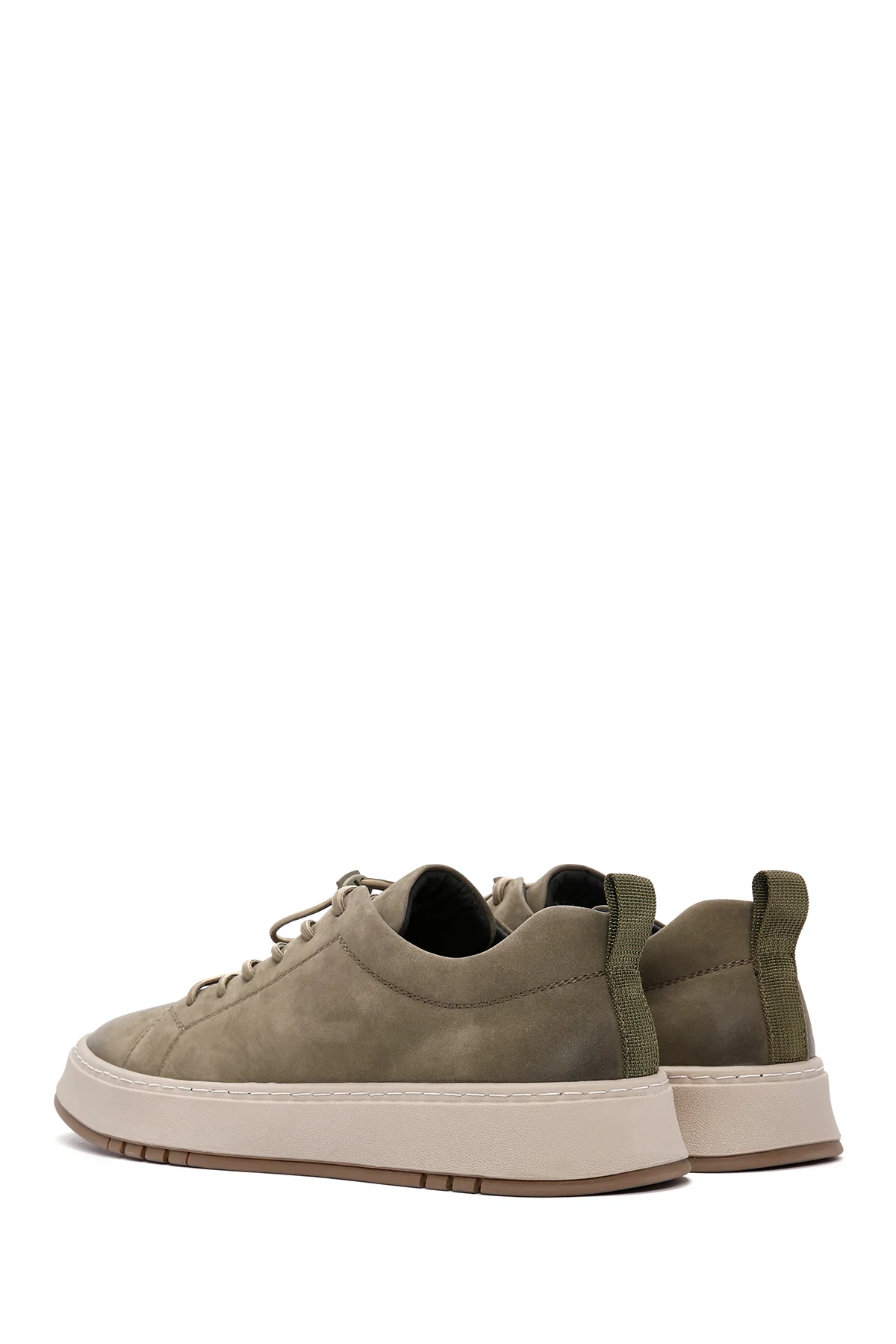 Erkek Haki Bağcıklı Nubuk Deri Sneaker - Image 6