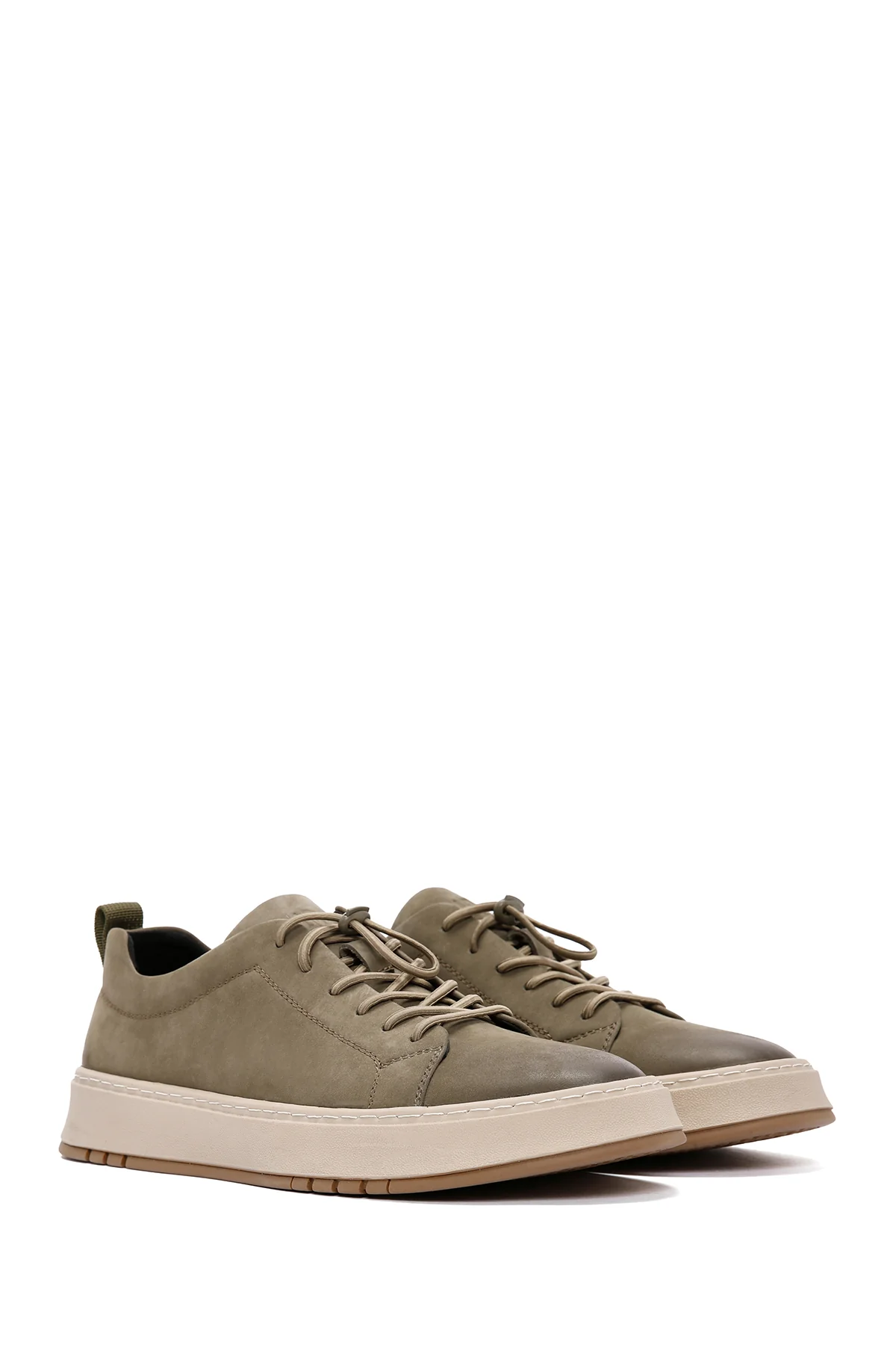 Erkek Haki Bağcıklı Nubuk Deri Sneaker - Image 3