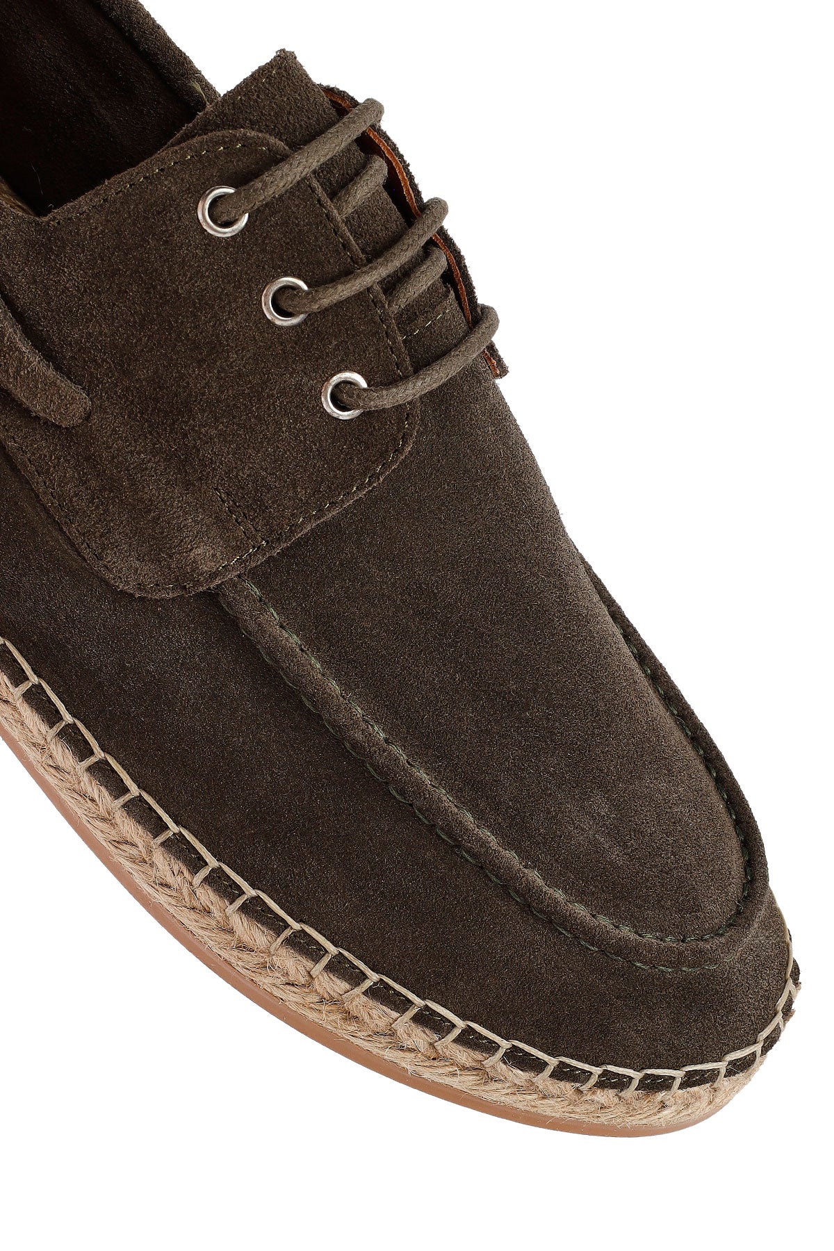 Erkek Haki Bağcıklı Süet Deri Espadril - Image 10