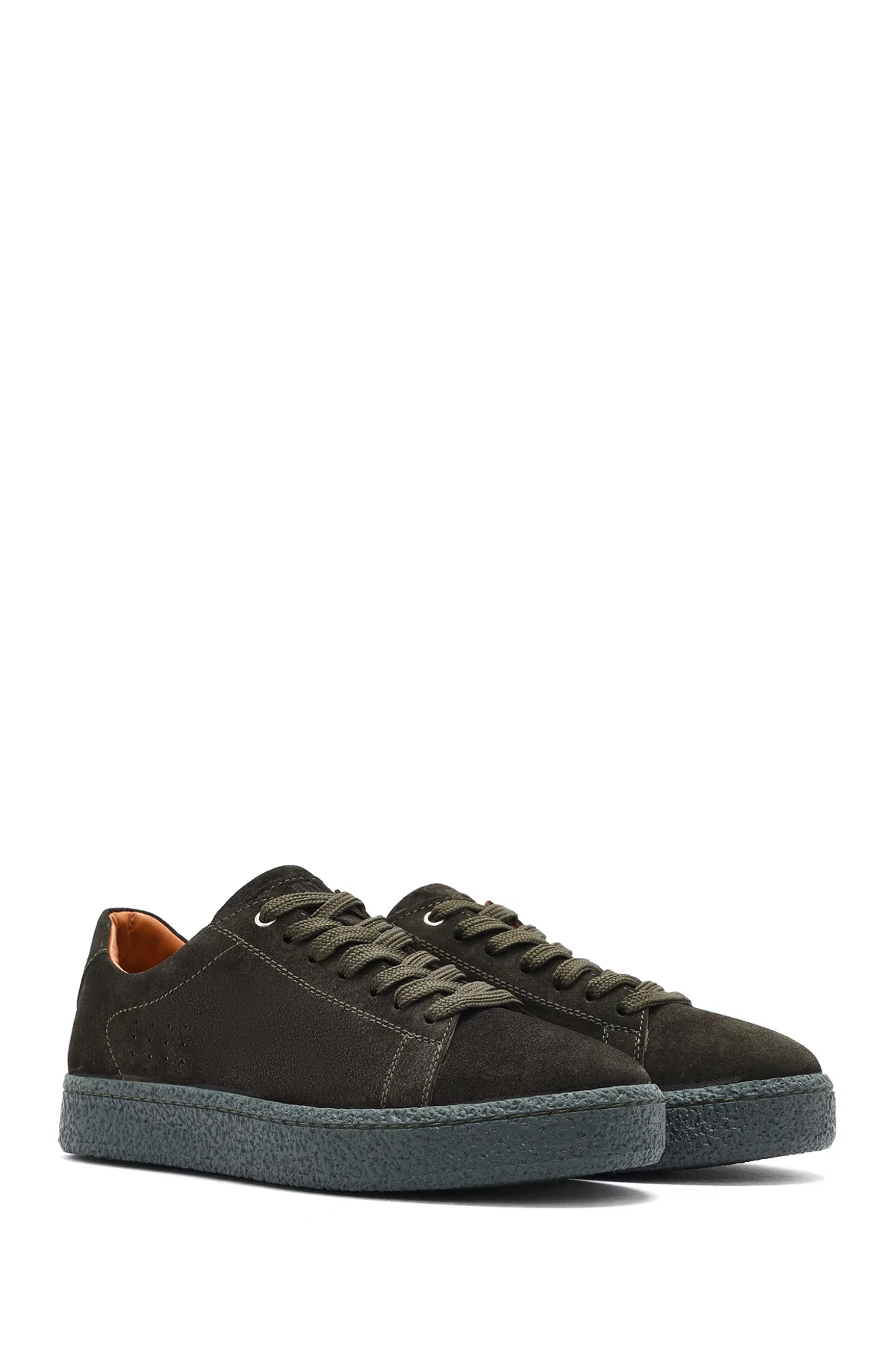 Erkek Haki Bağcıklı Süet Deri Sneaker - Image 3