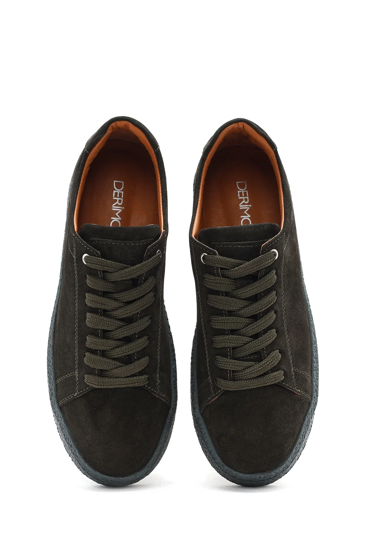 Erkek Haki Bağcıklı Süet Deri Sneaker - Image 6