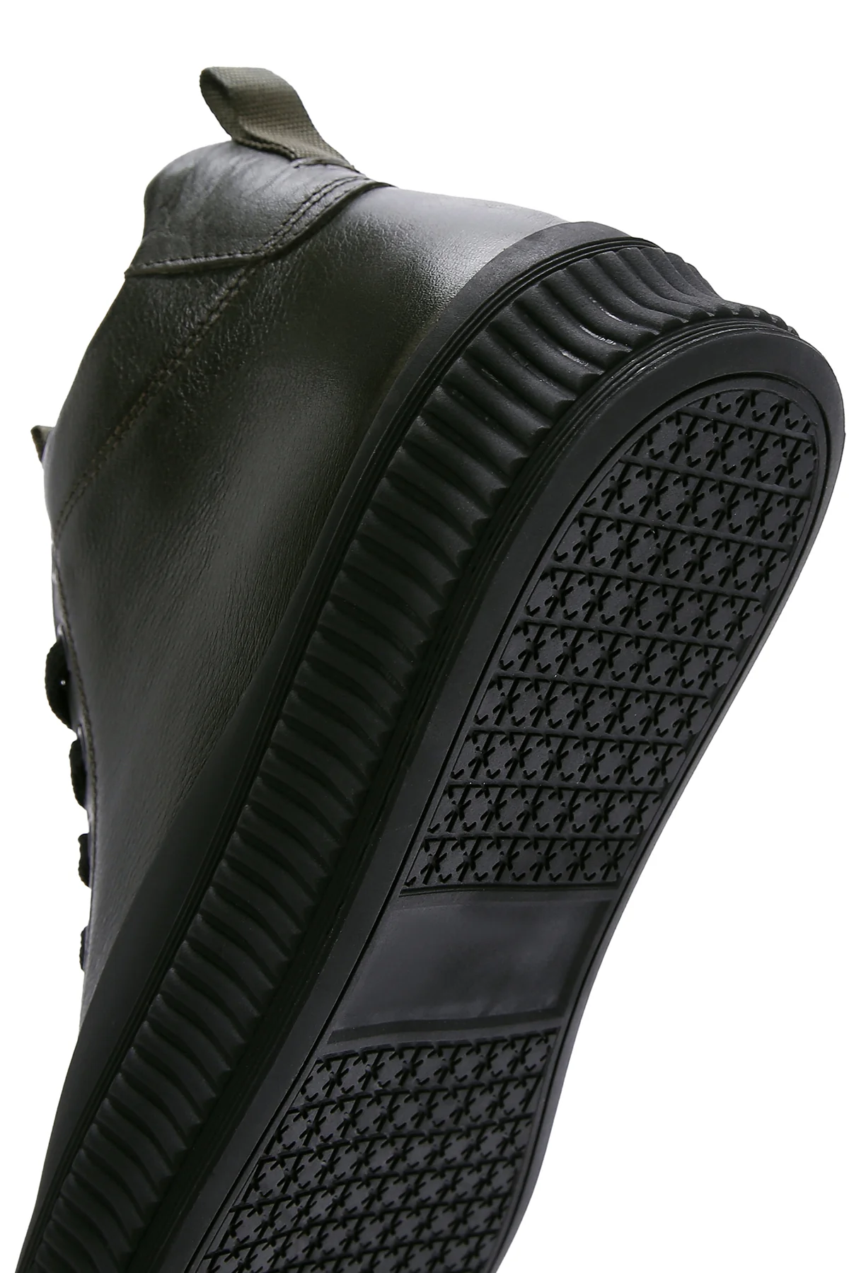 Erkek Haki Deri Bilekli Sneaker - Image 7