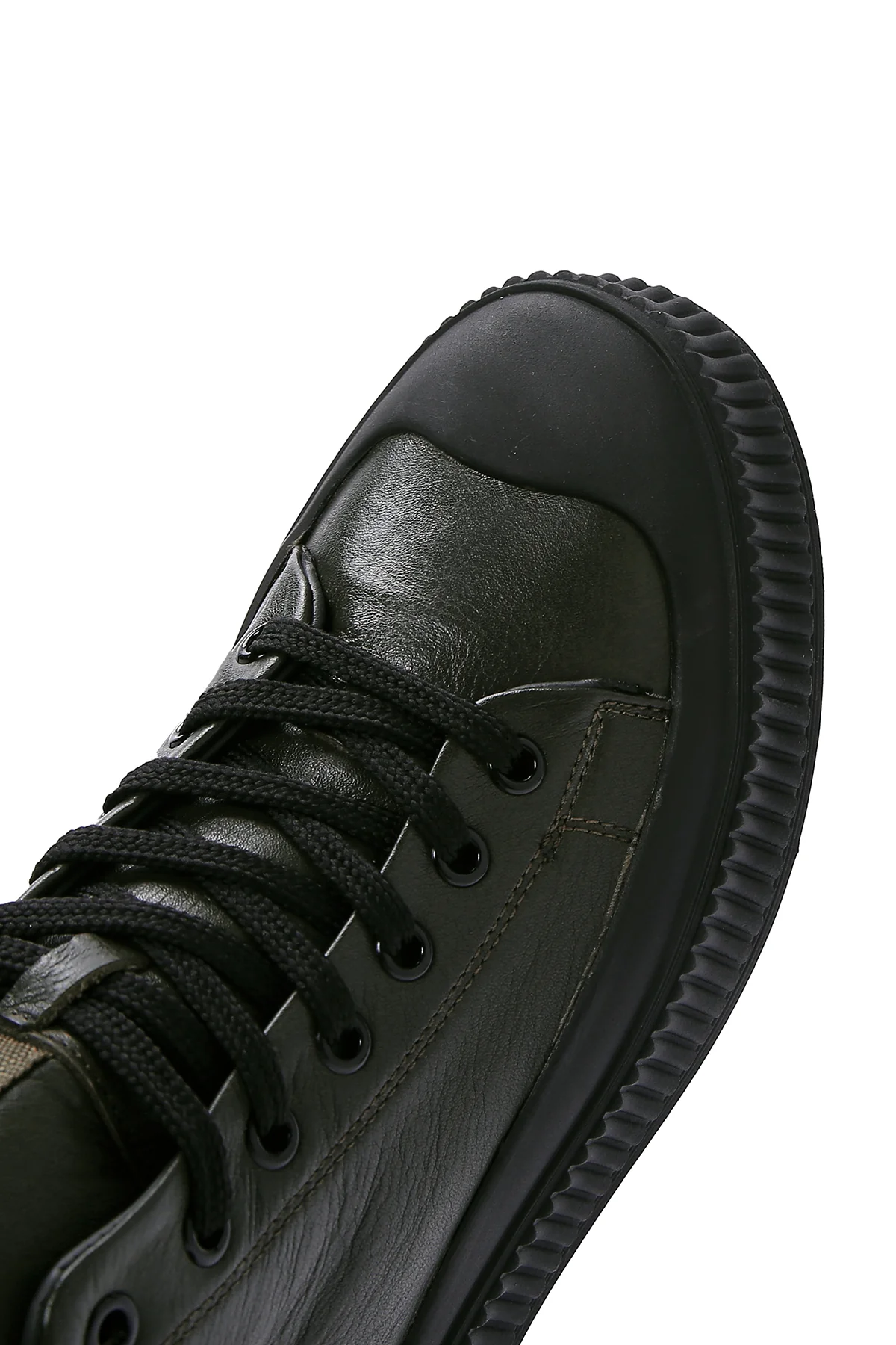 Erkek Haki Deri Bilekli Sneaker - Image 9