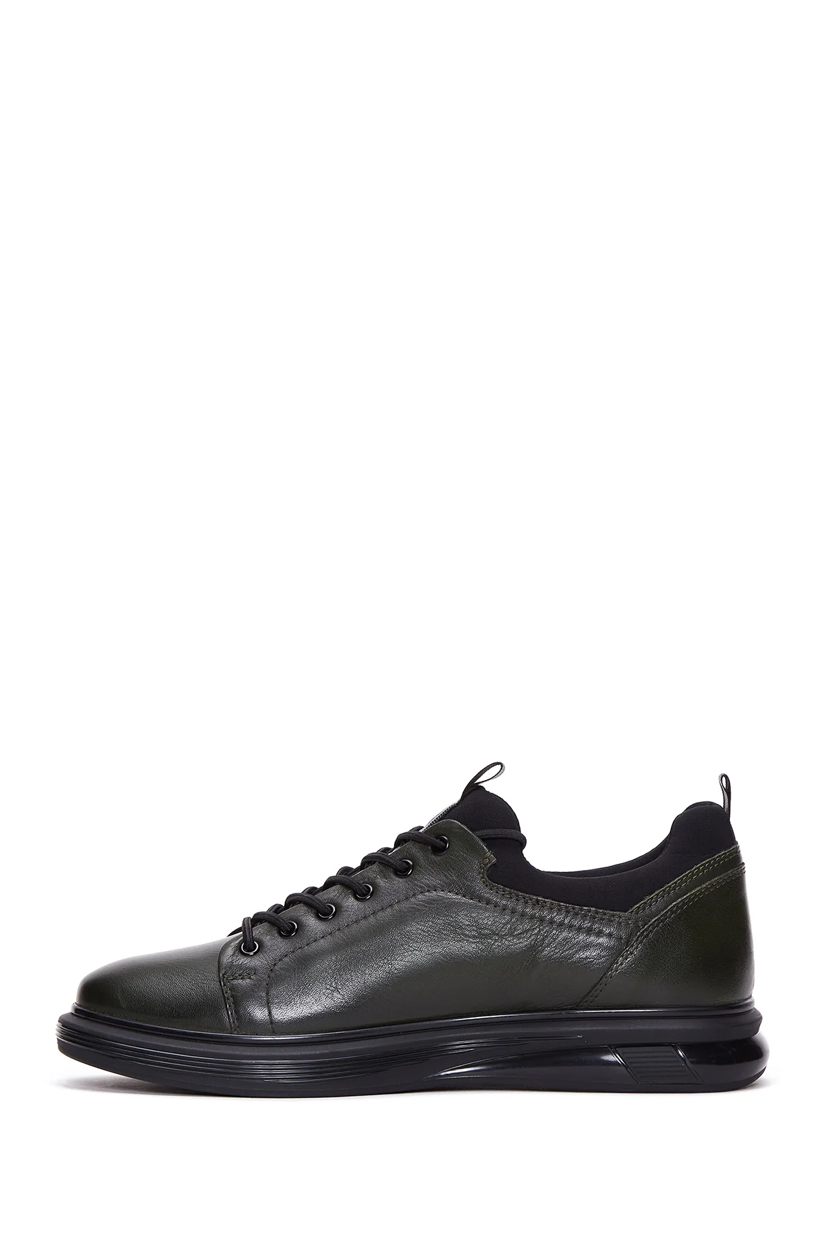 Erkek Haki Deri Casual Sneaker - Image 2