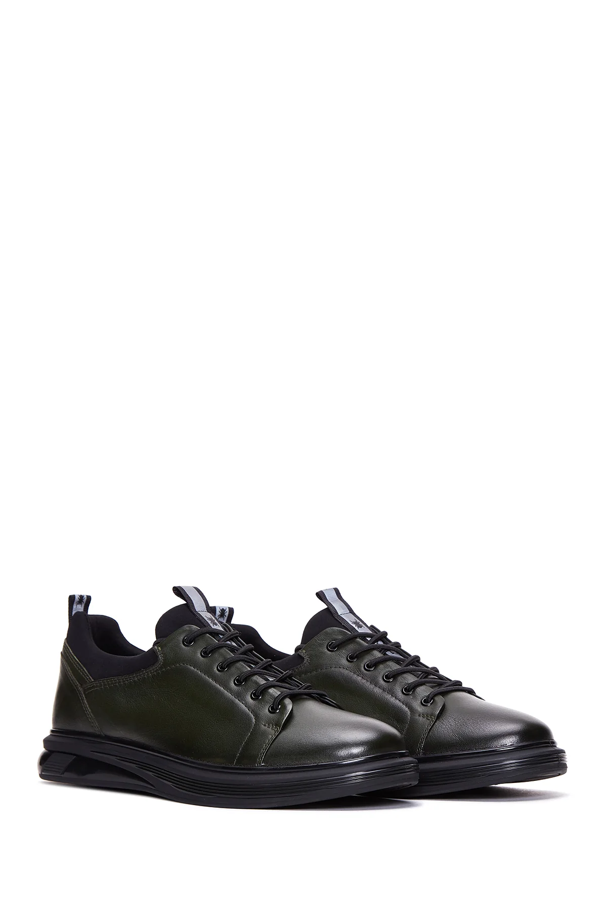 Erkek Haki Deri Casual Sneaker - Image 3