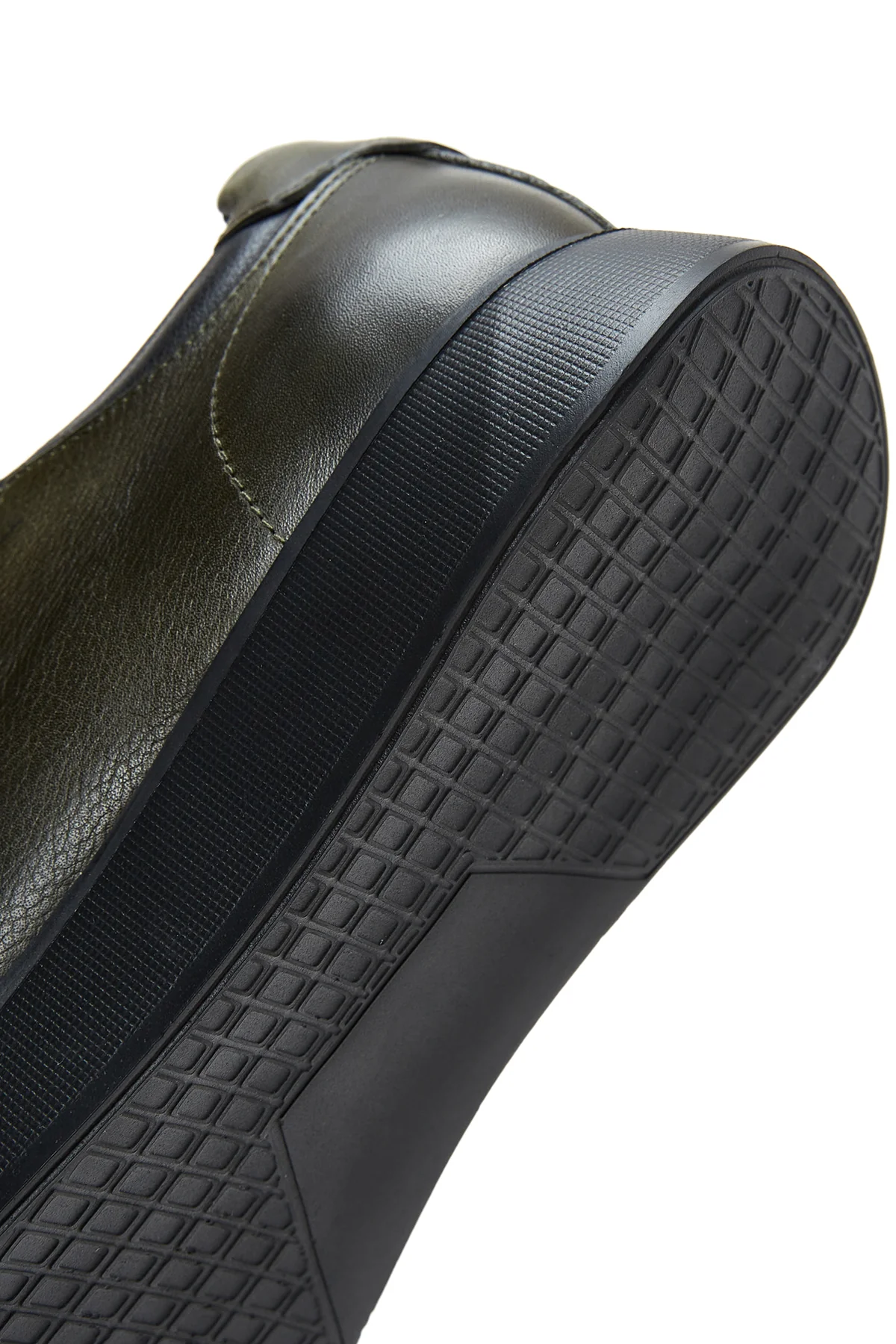 Erkek Haki Deri Fermuar Detaylı Kalın Tabanlı Sneaker - Image 9