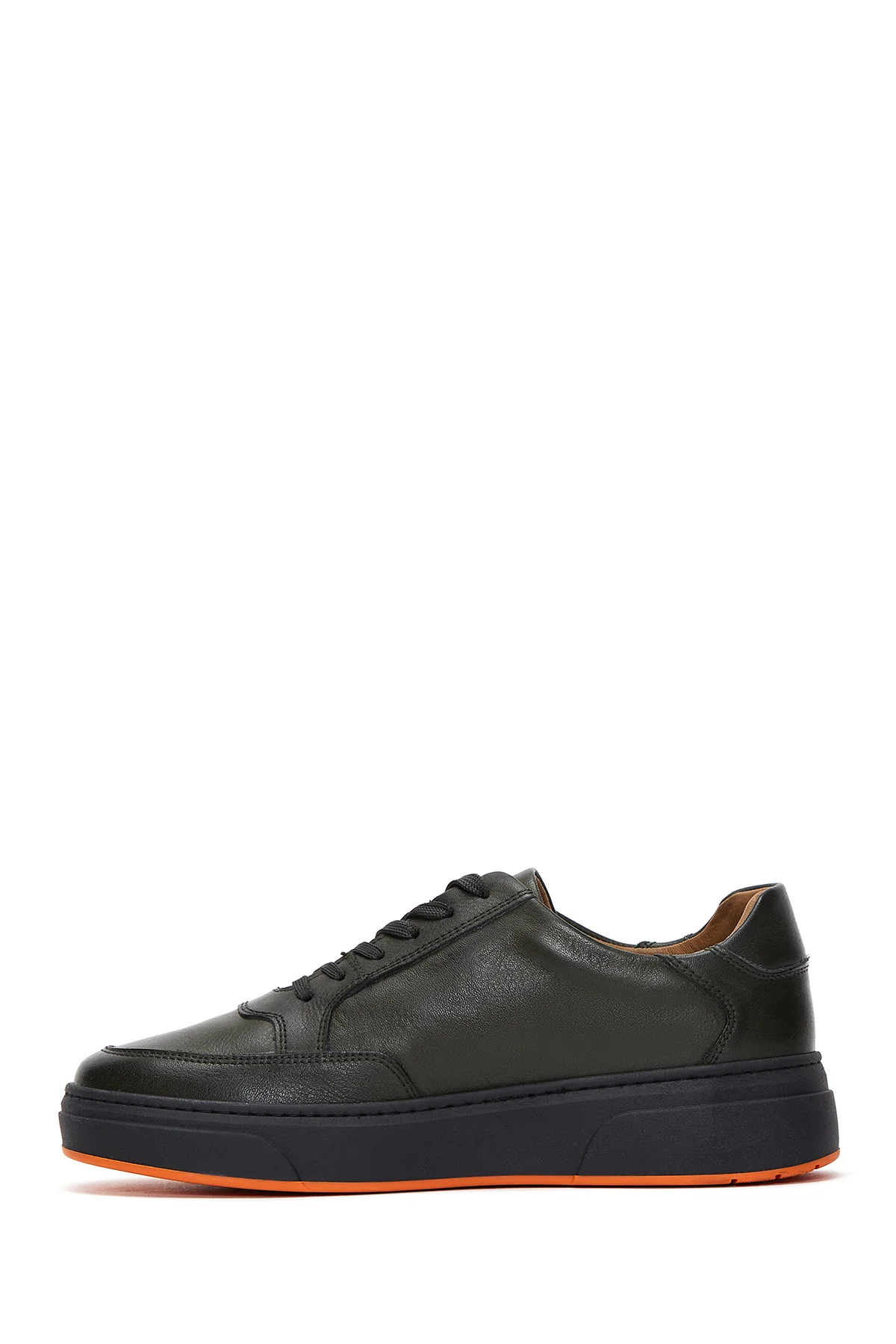 Erkek Haki Deri Kalın Tabanlı Sneaker - Image 2