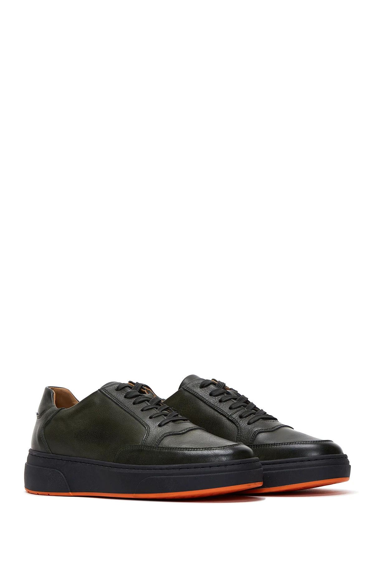 Erkek Haki Deri Kalın Tabanlı Sneaker - Image 3