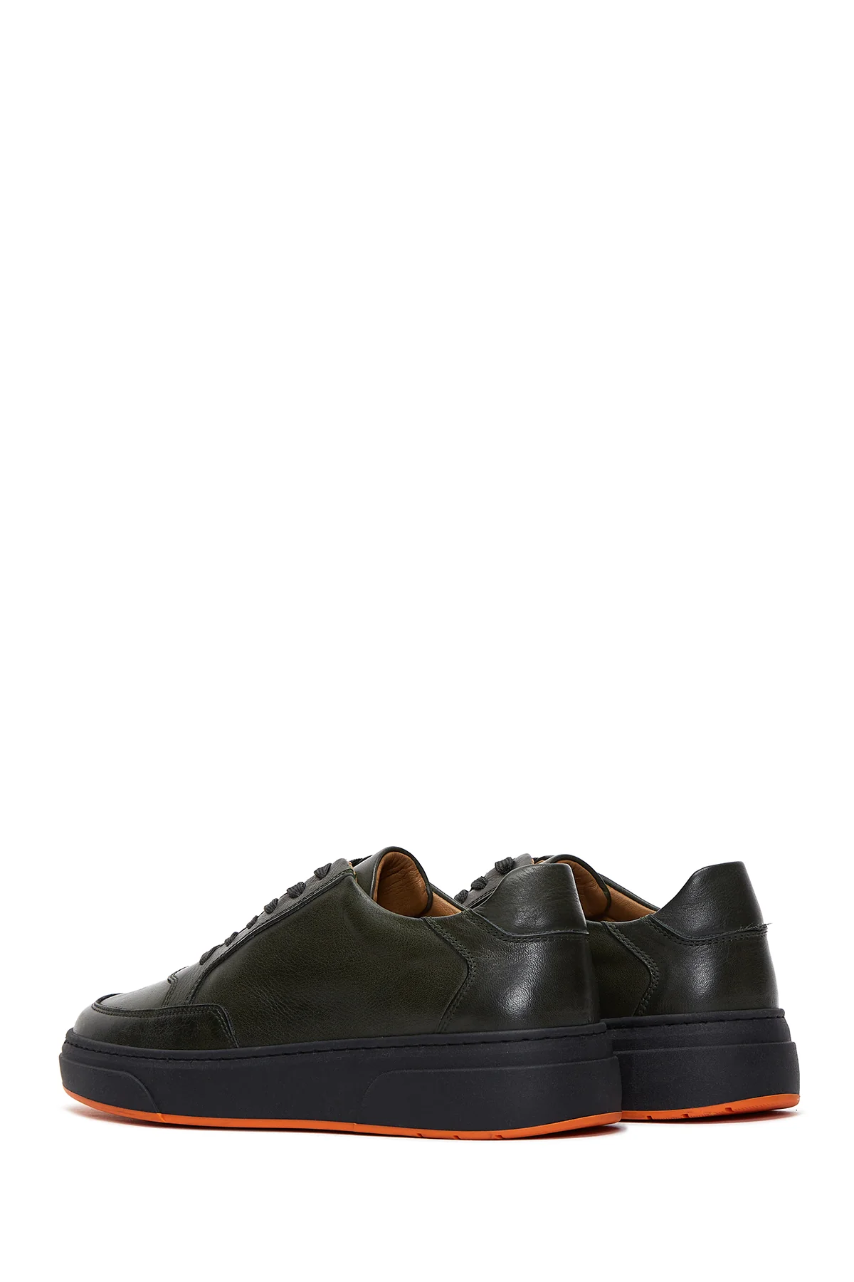 Erkek Haki Deri Kalın Tabanlı Sneaker - Image 5