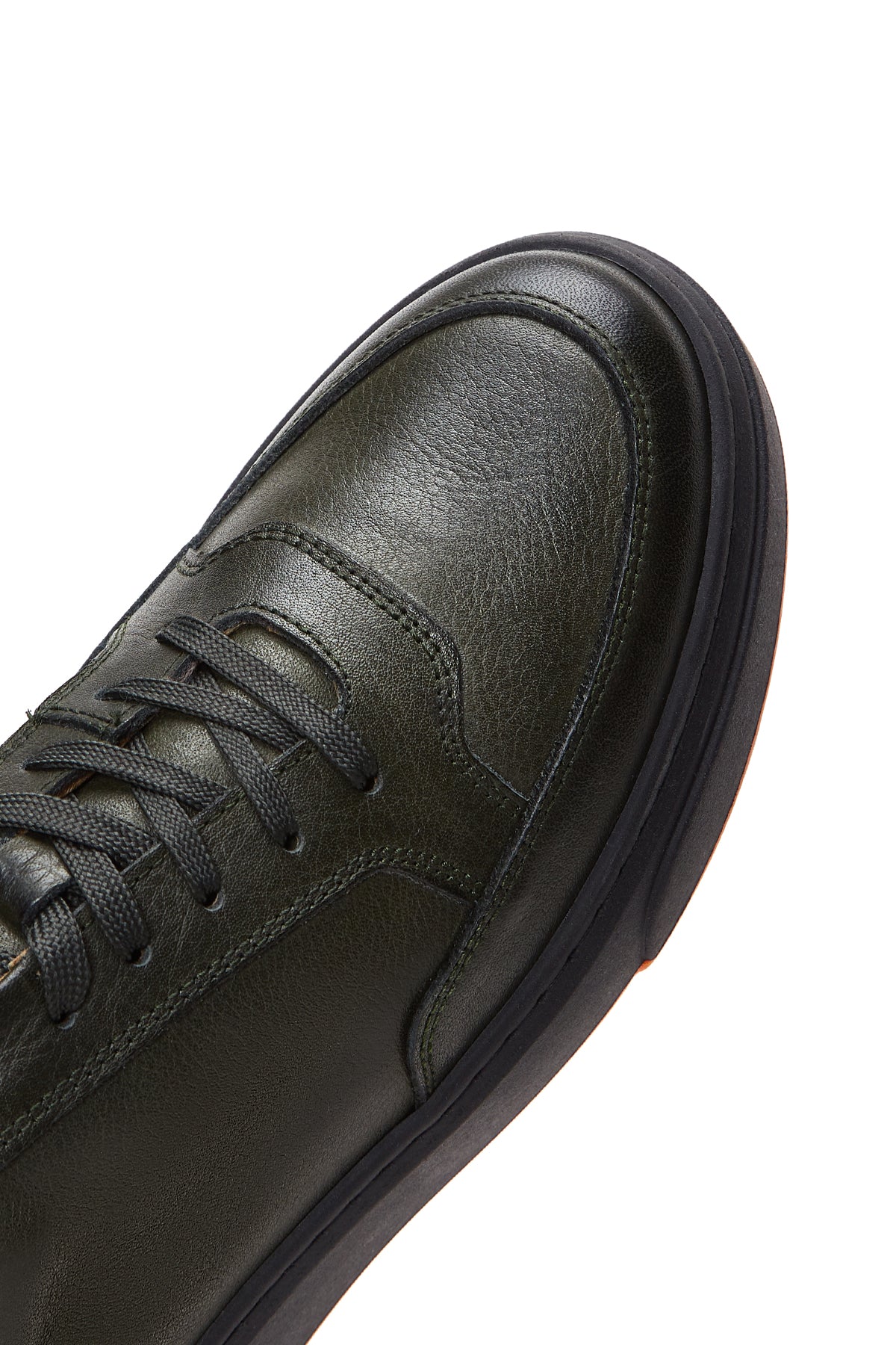 Erkek Haki Deri Kalın Tabanlı Sneaker - Image 7