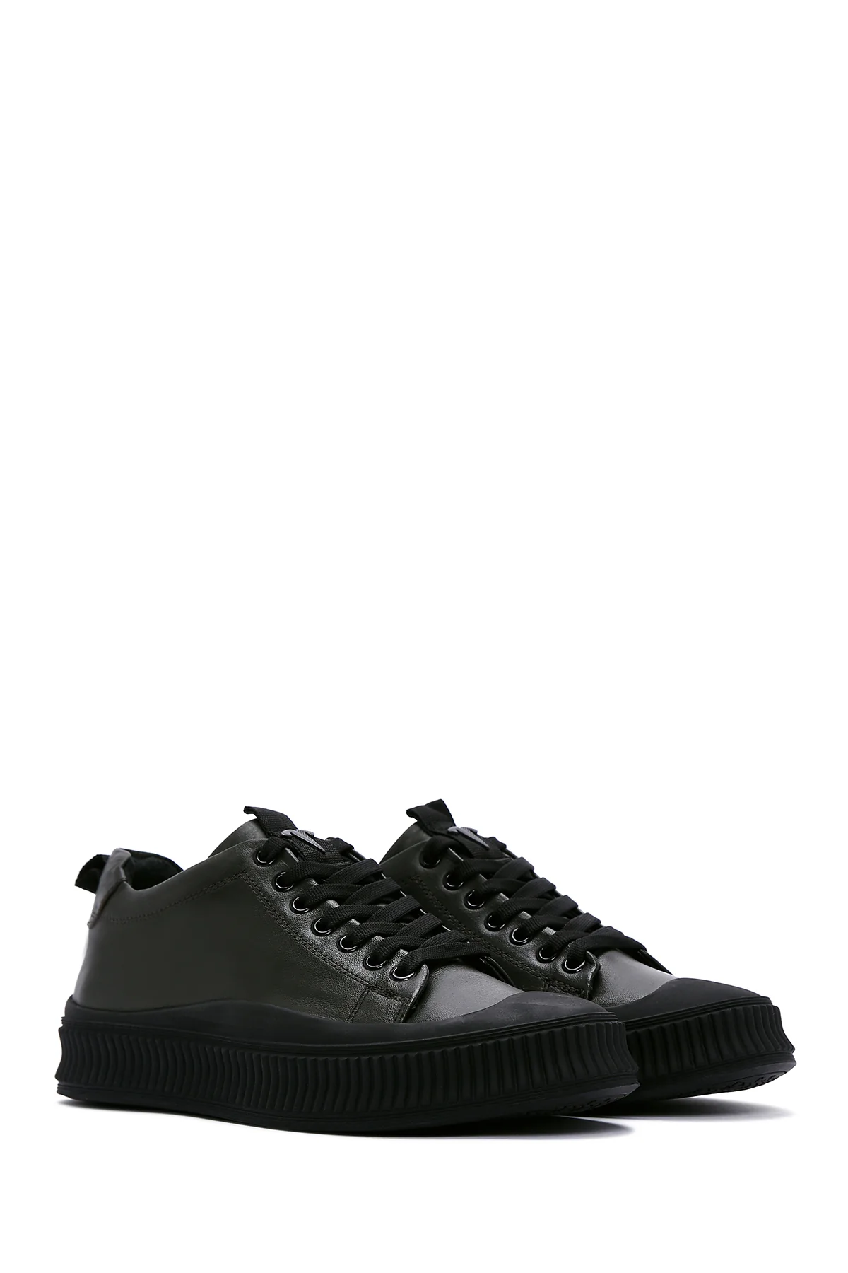 Erkek Haki Deri Sneaker - Image 3