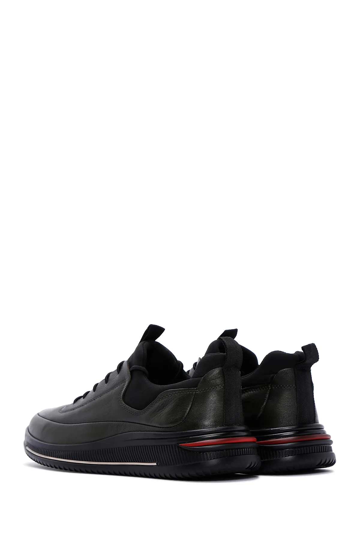 Erkek Haki Deri Sneaker - Image 5