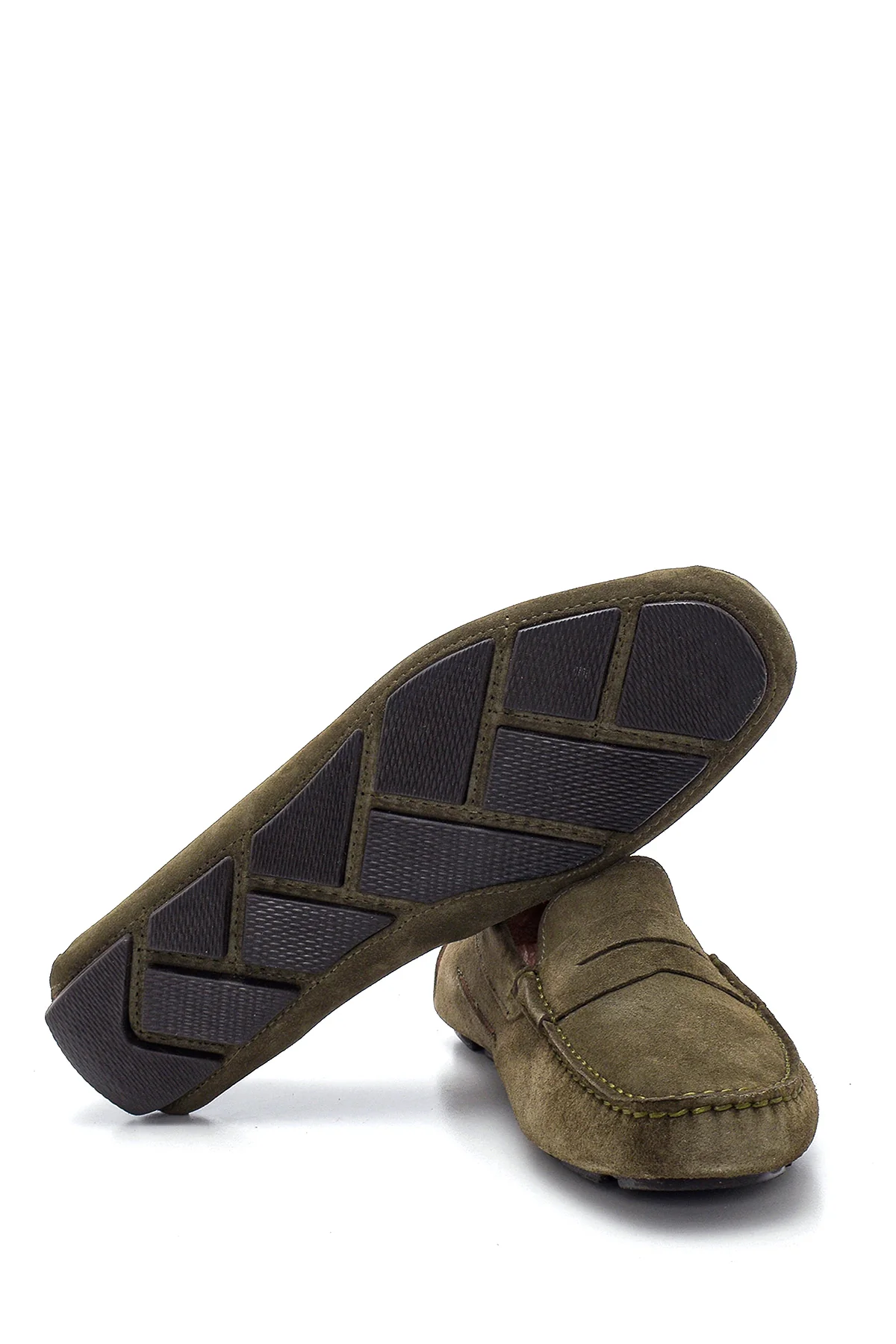 Erkek Haki Deri Süet Casual Loafer - Image 4
