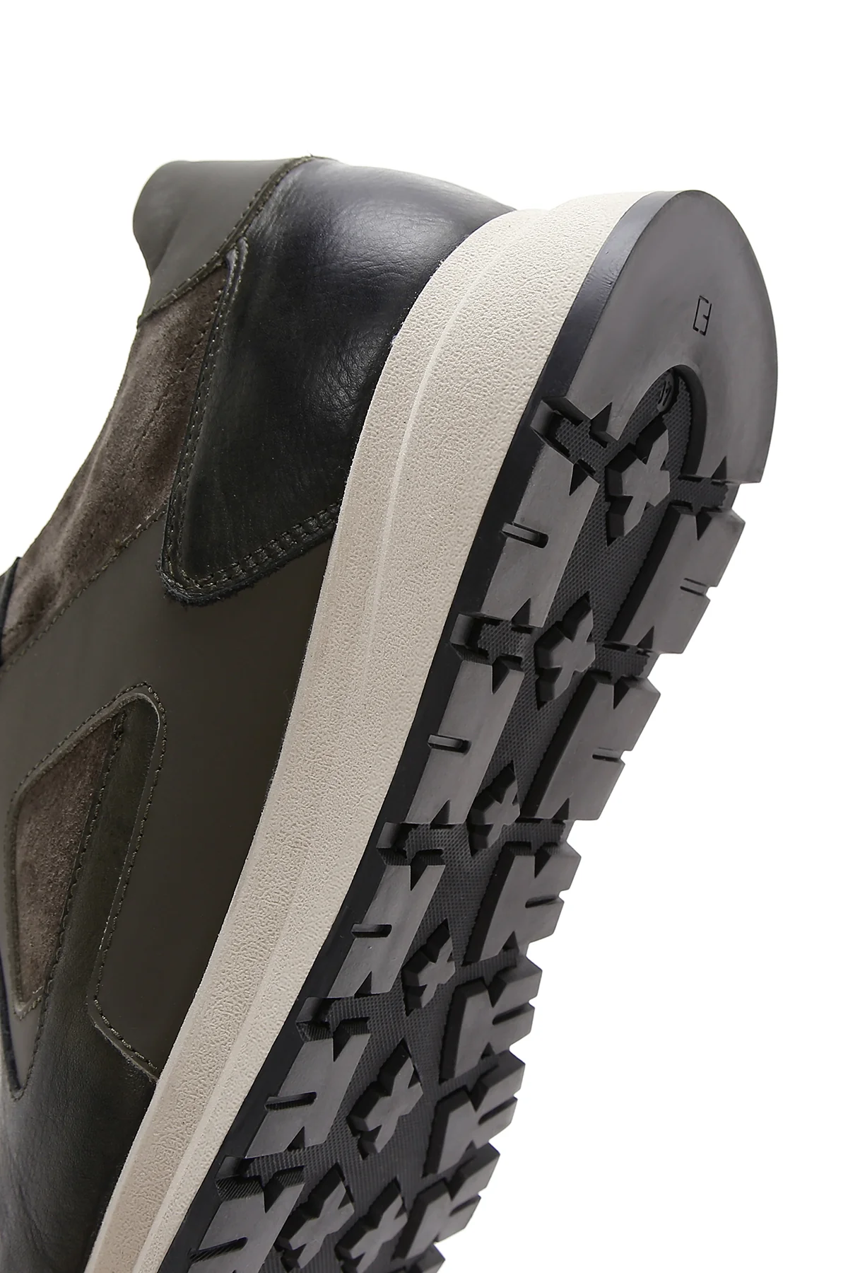 Erkek Haki Deri Süet Detaylı Kalın Tabanlı Sneaker - Image 8