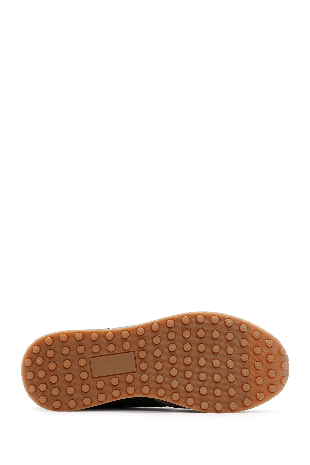 Erkek Haki Deri Süet Detaylı Sneaker - Image 4
