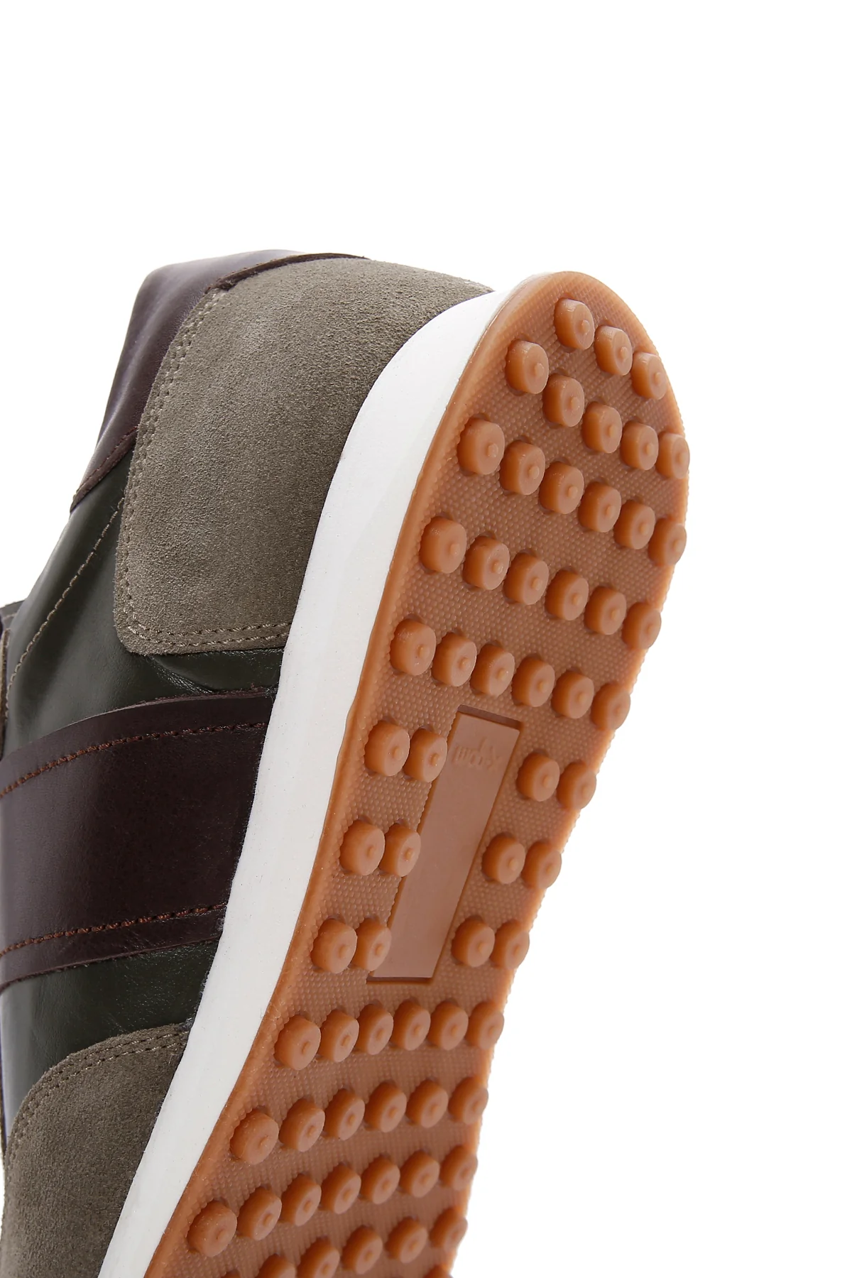 Erkek Haki Deri Süet Detaylı Sneaker - Image 8