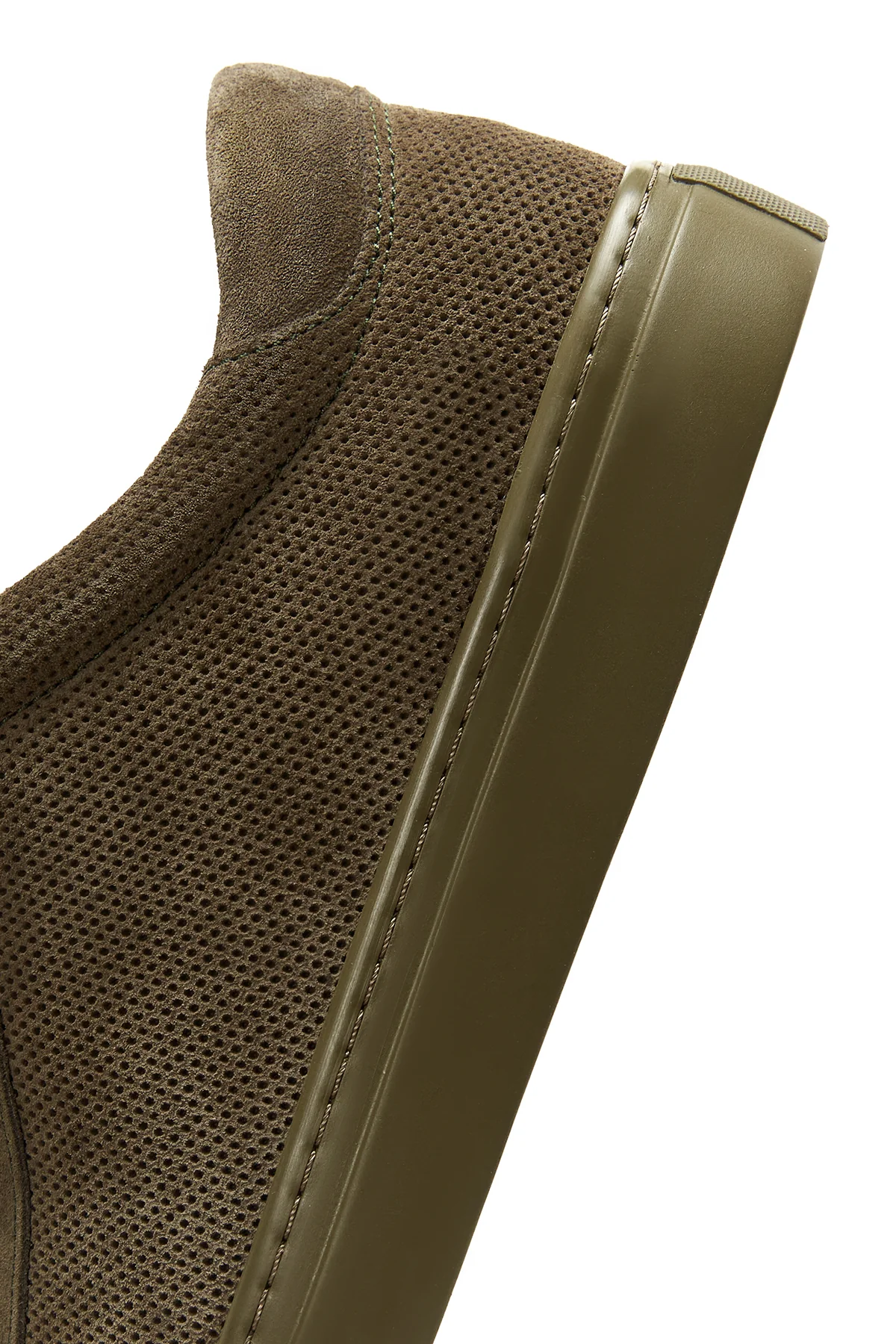 Erkek Haki Deri Süet Sneaker - Image 7