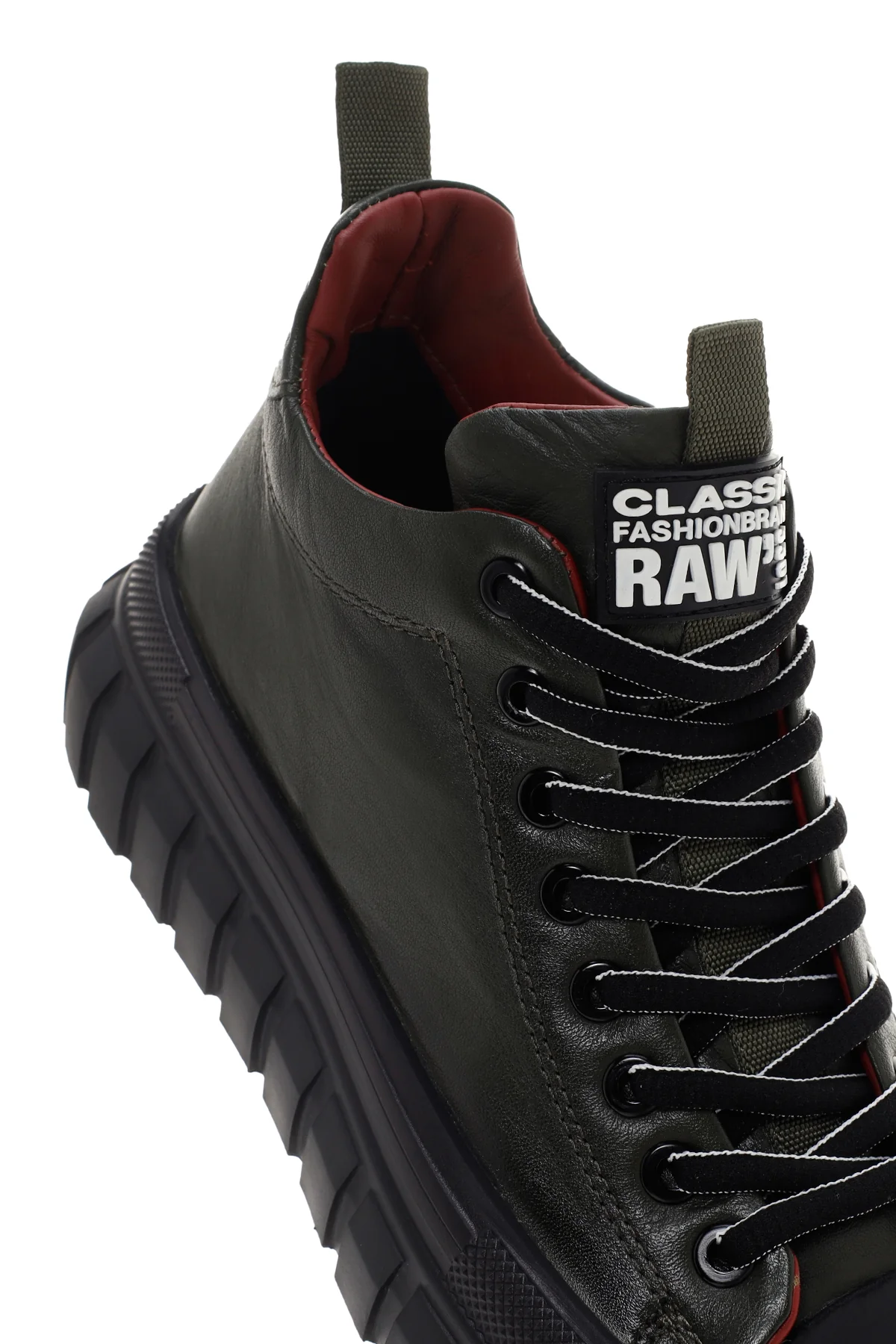 Erkek Haki Kalın Tabanlı Deri Blekli Sneaker Bot - Image 11