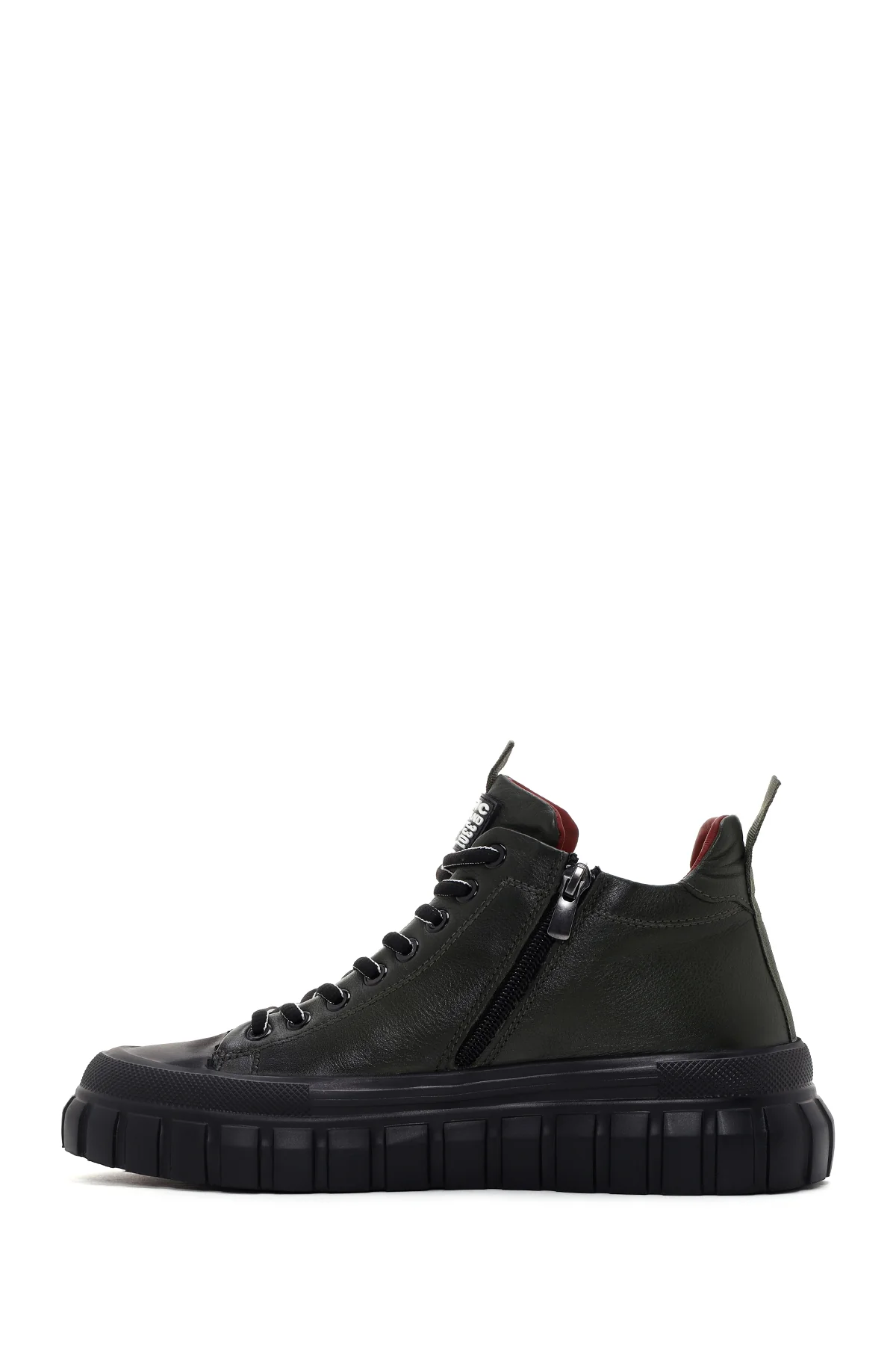 Erkek Haki Kalın Tabanlı Deri Blekli Sneaker Bot - Image 2